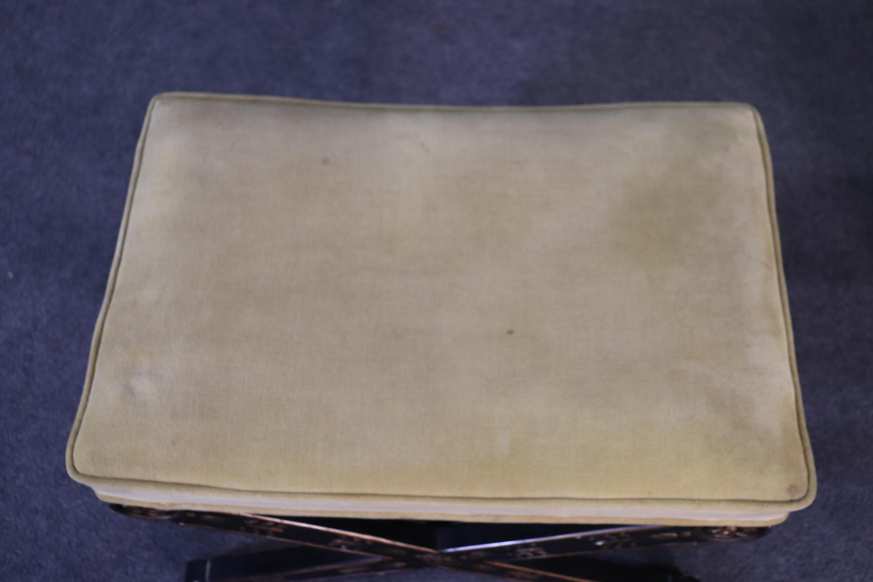 Ebonized Gilded French Directoire Style X Benches Stools Circa 1950 3