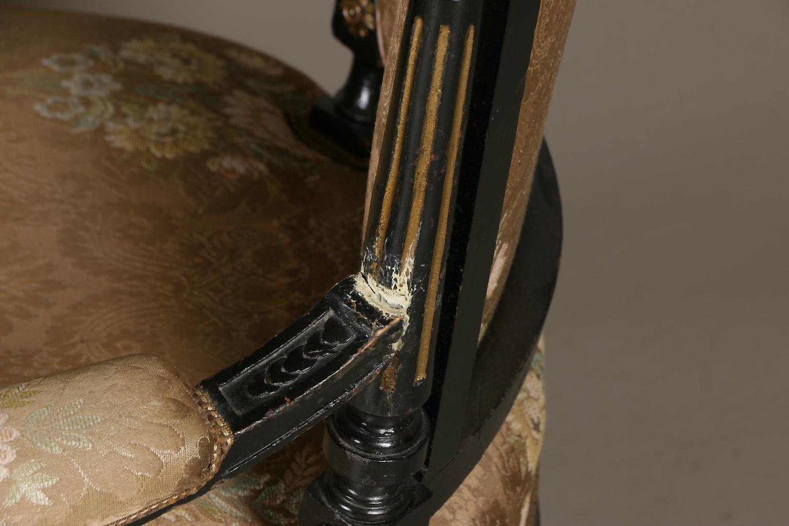 Ebonized Gildwood Louis XVI Armchairs For Sale 4