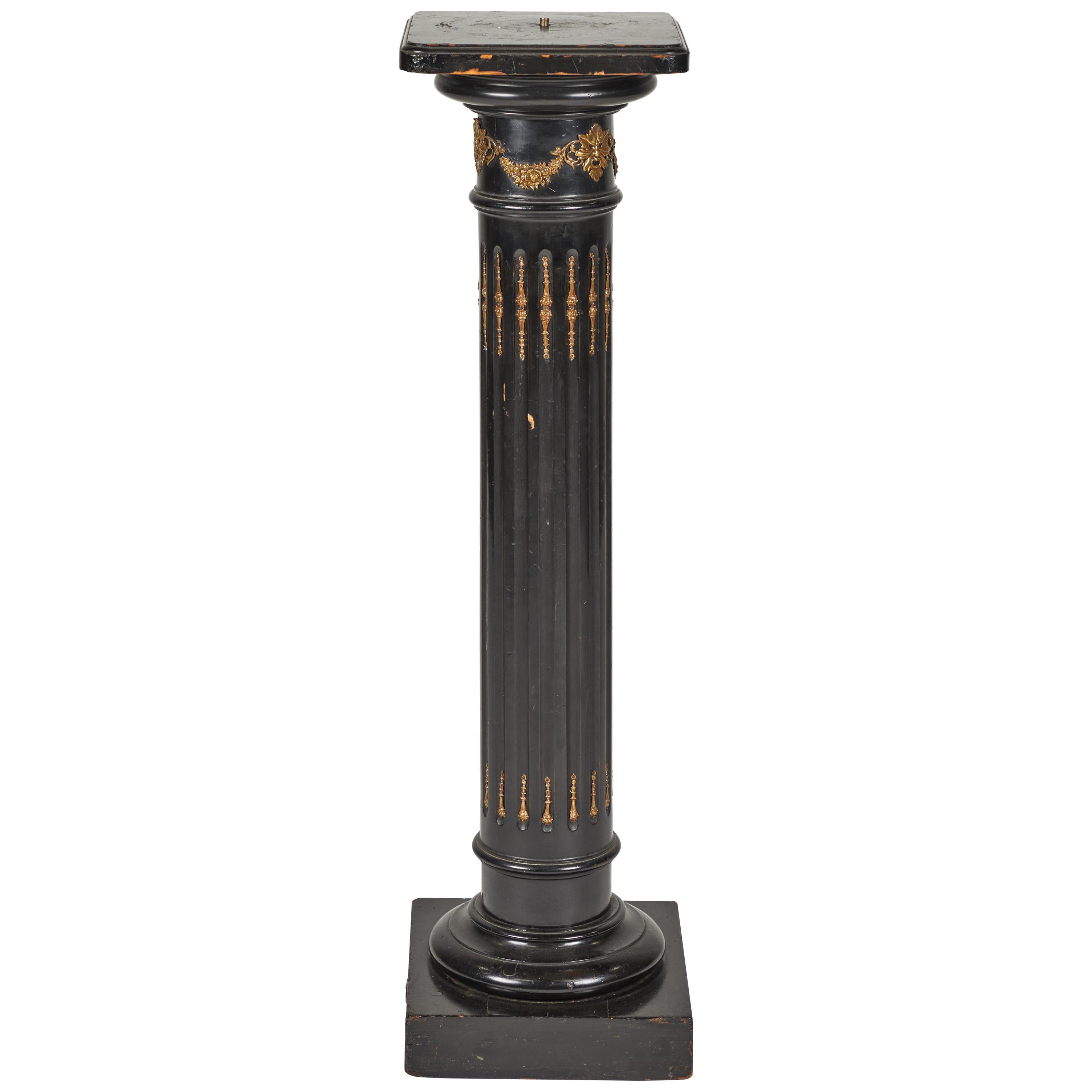 Ebonized Grand Tour Column with Gilded Bronze Mounts For Sale