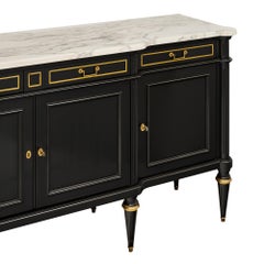 Ebonized, Grande Louis XVI Style Buffet, Carrara Marble, Circa 1880