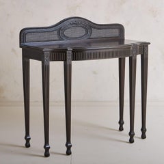 Ebonized Hepplewhite Console Table With Cane Details, 20th Century