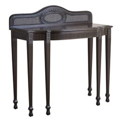 Ebonized Hepplewhite Console Table With Cane Details, 20th Century