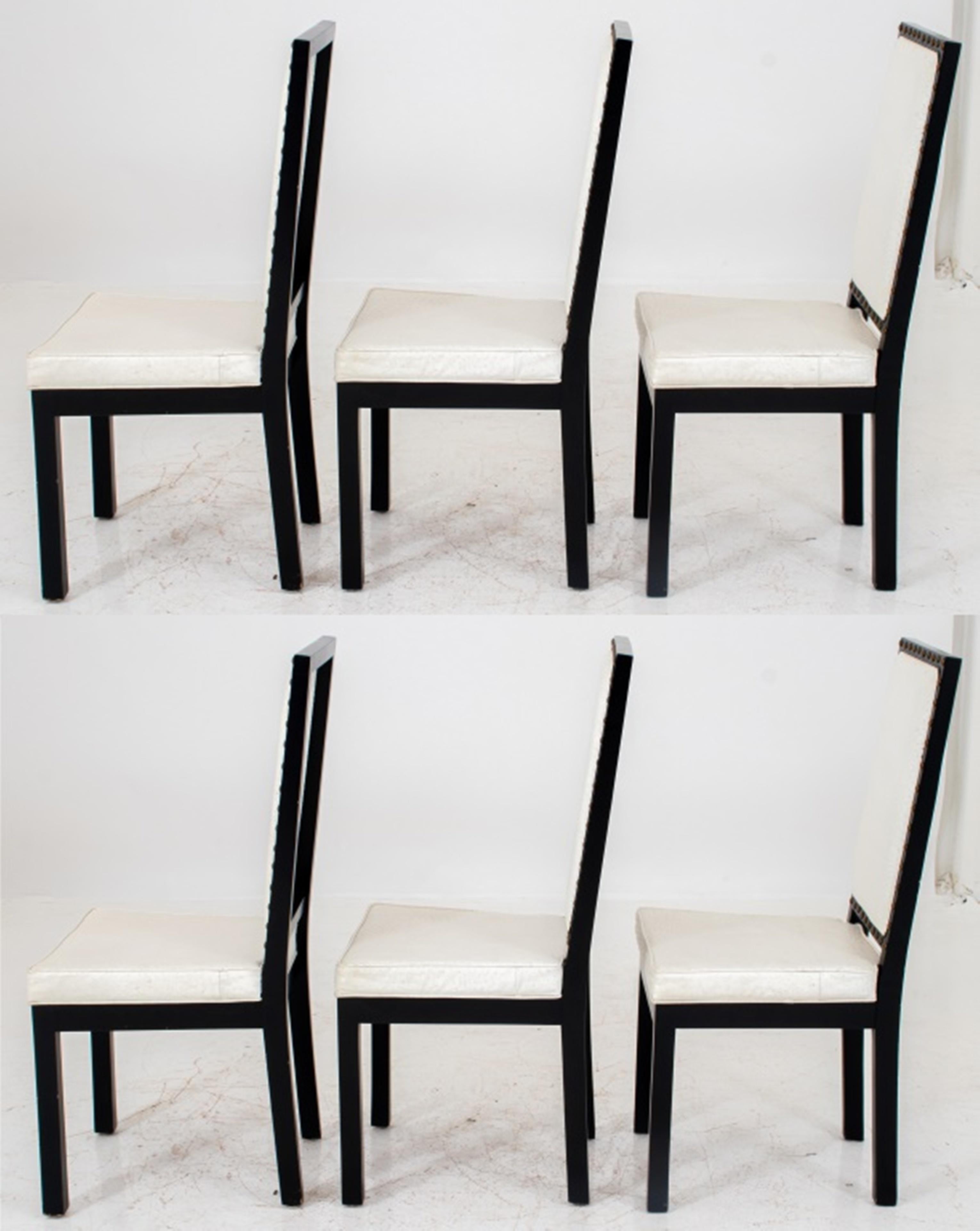 Arts and Crafts Chaises de salle à manger à haut dossier en bois d'ébène, 6 en vente