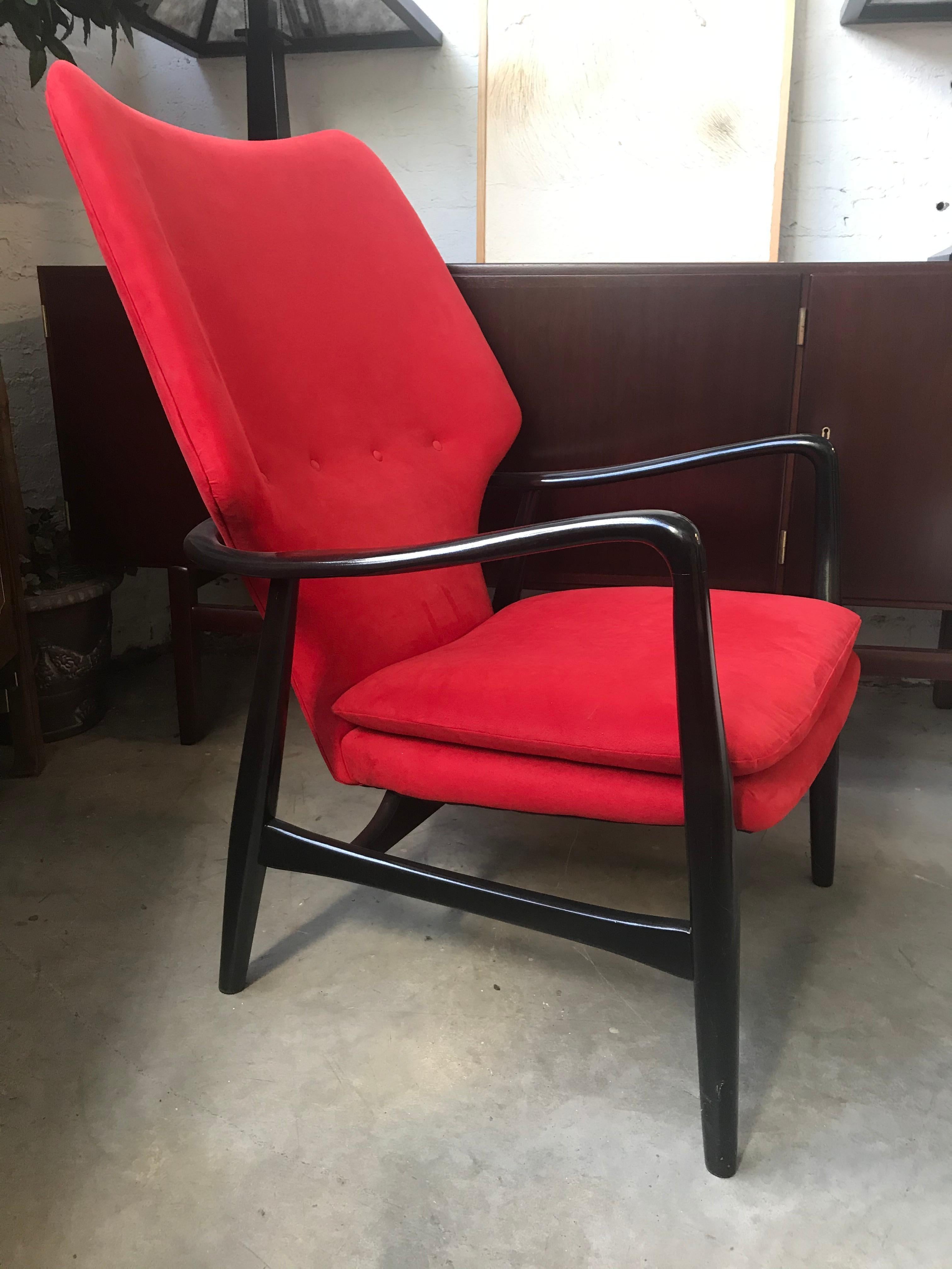 Ebonized High Back Karen Lounge Chair by Aksel Bender Madsen for Bovenkamp For Sale 1