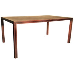 Vintage Ebonized Inlay Walnut Dining Table Attributed to Milo Baughman