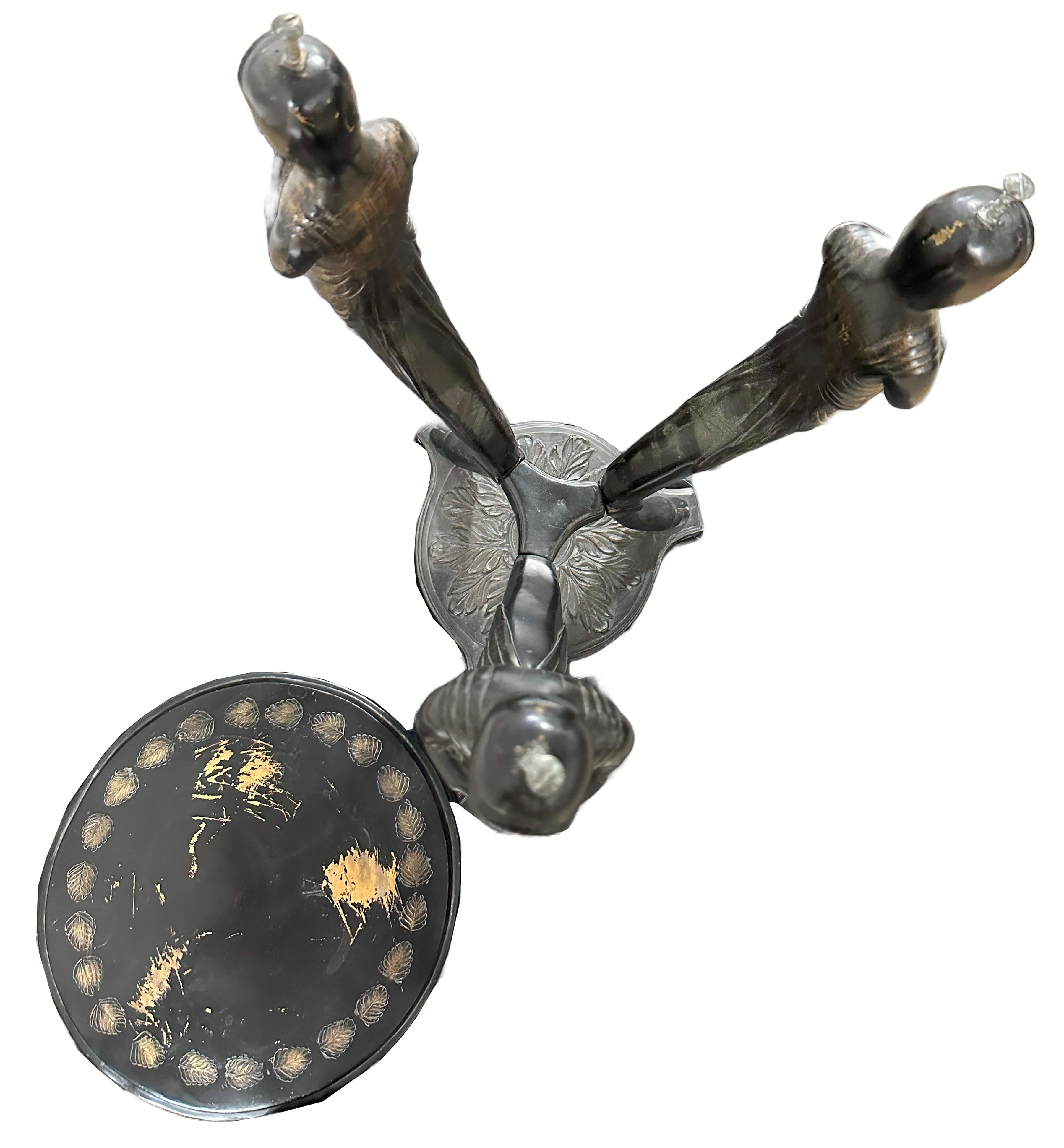 Ebonized Iron Side Table with Siren Figures For Sale 2