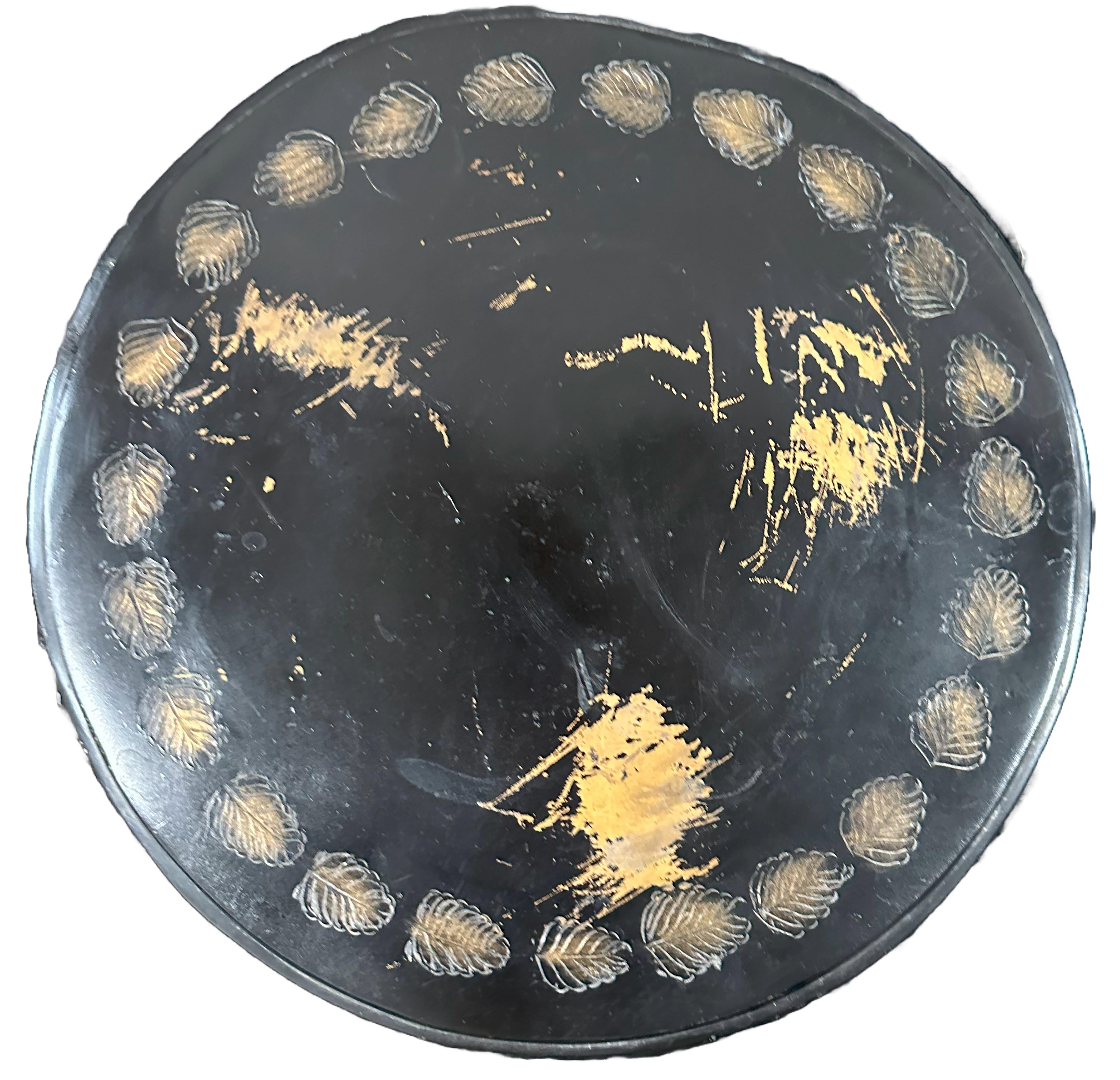Ebonized Iron Side Table with Siren Figures For Sale 4