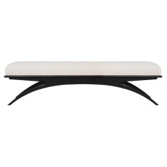 Ebonized Large-Scale Convex Bench in Teddy Bouclé by Stamford Modern