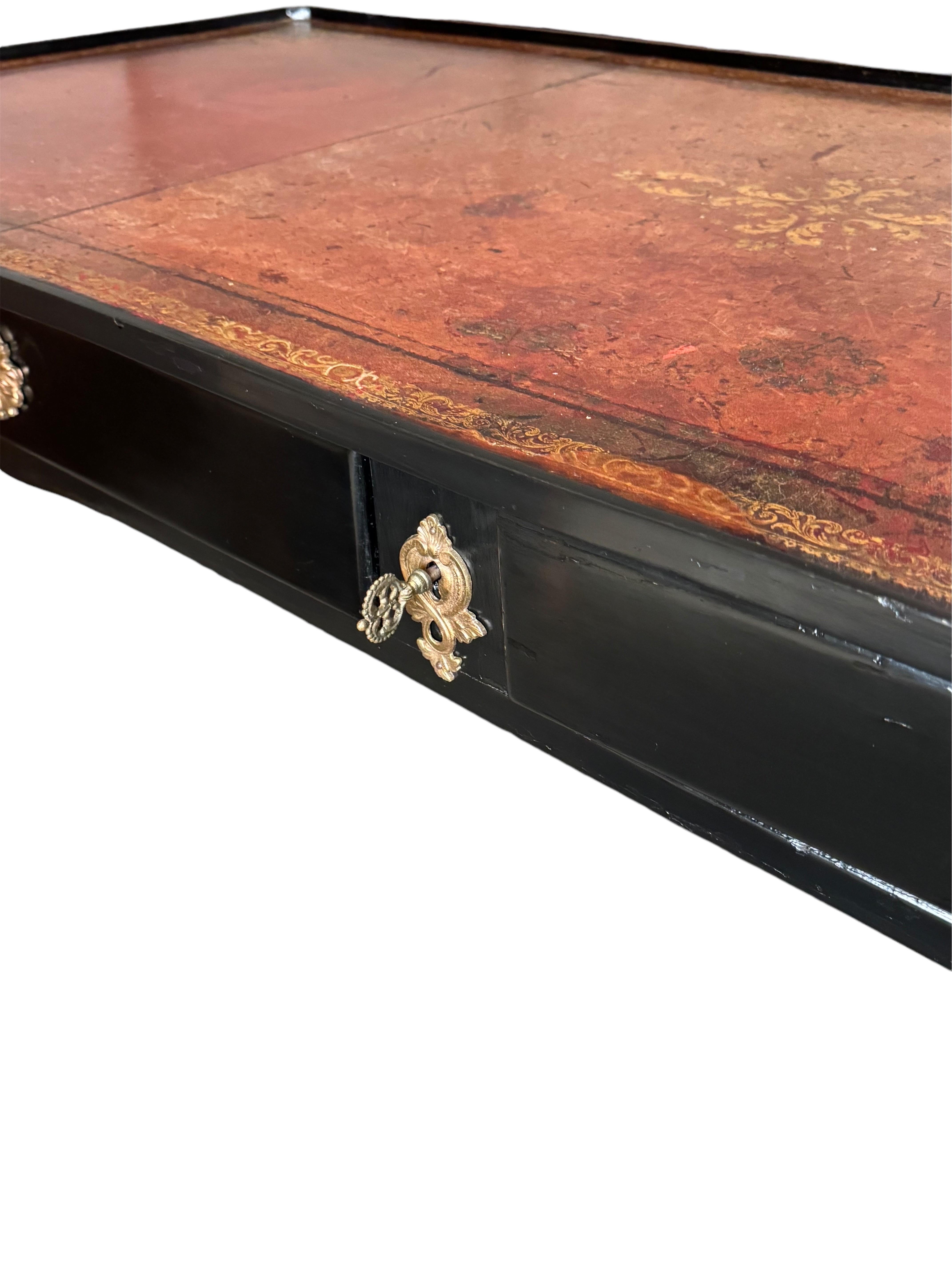 Ebonisiertes Leder oben Bureau Plat im Angebot 8