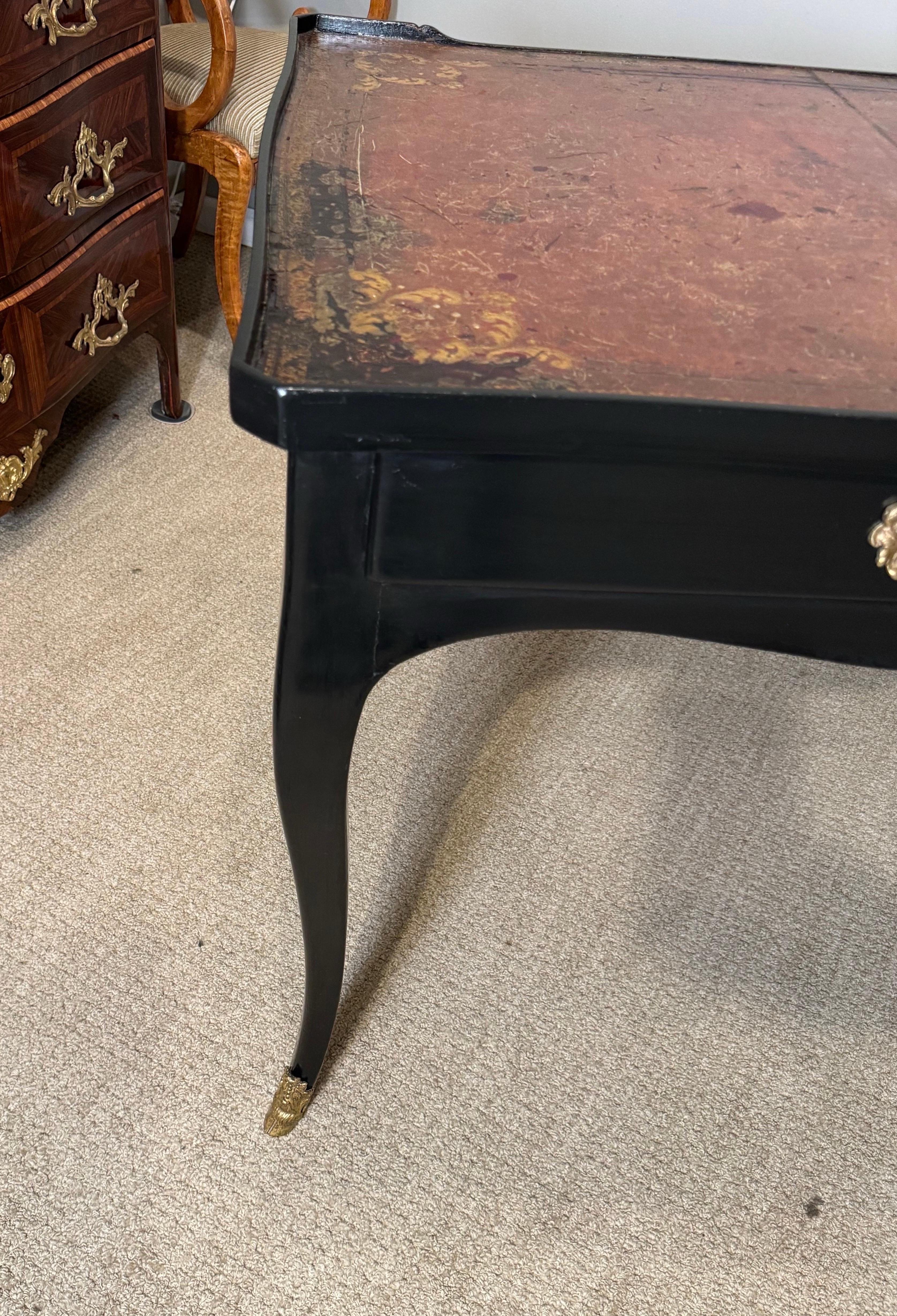Ebonisiertes Leder oben Bureau Plat im Angebot 9