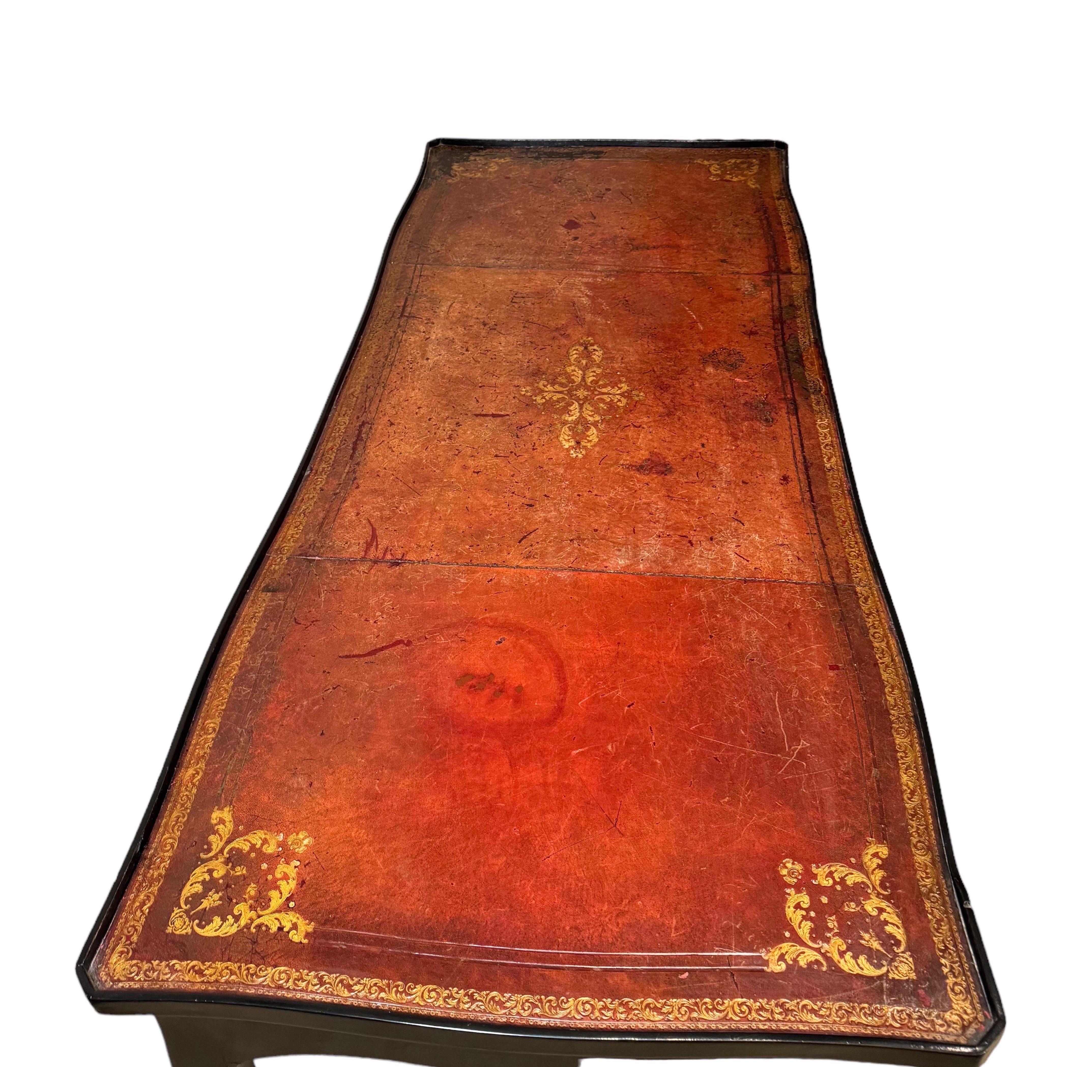 Ebonisiertes Leder oben Bureau Plat (18. Jahrhundert) im Angebot