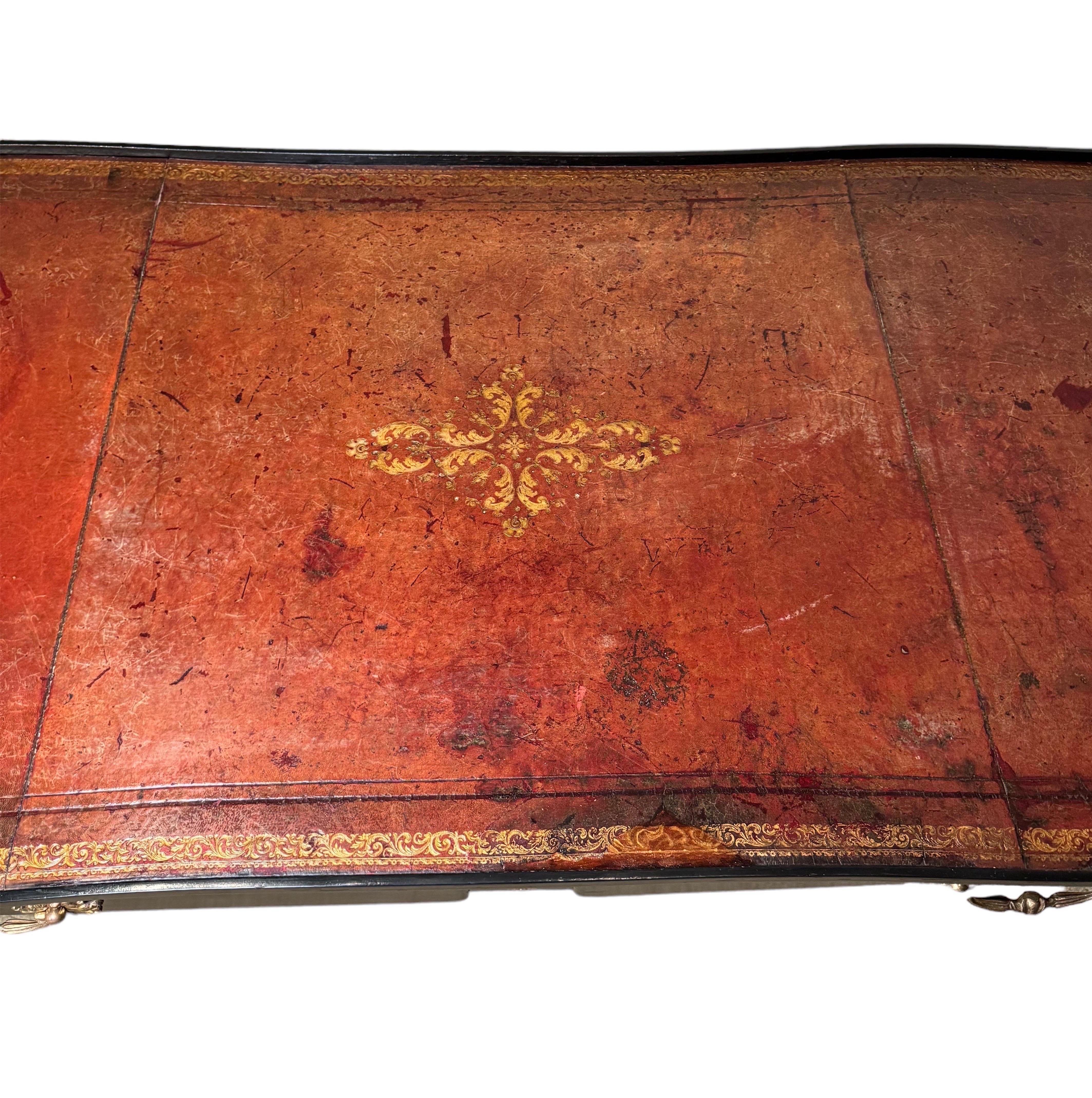 Ebonisiertes Leder oben Bureau Plat im Angebot 2