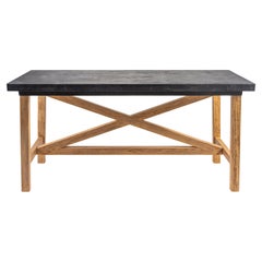 Ebonized Leathered Limestone Console