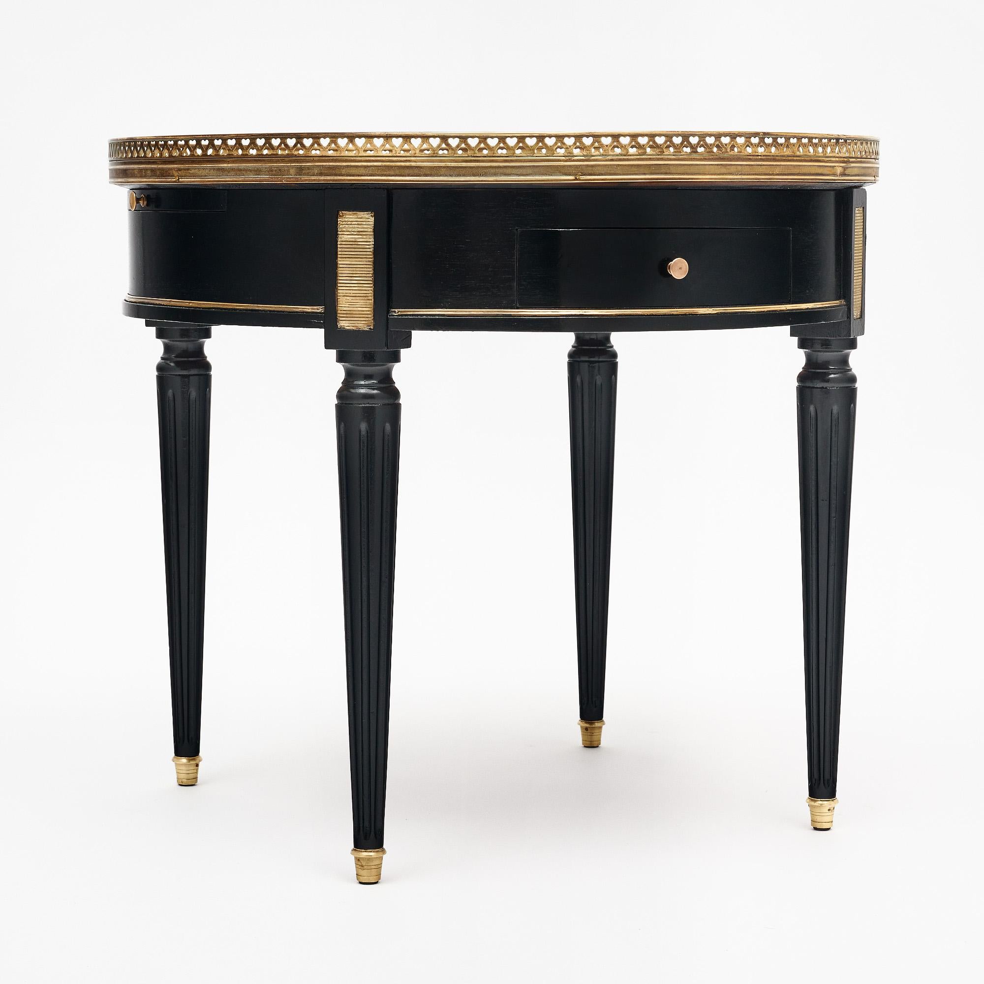 Brass Ebonized Louis XVI “Bouillotte“ Side Table For Sale