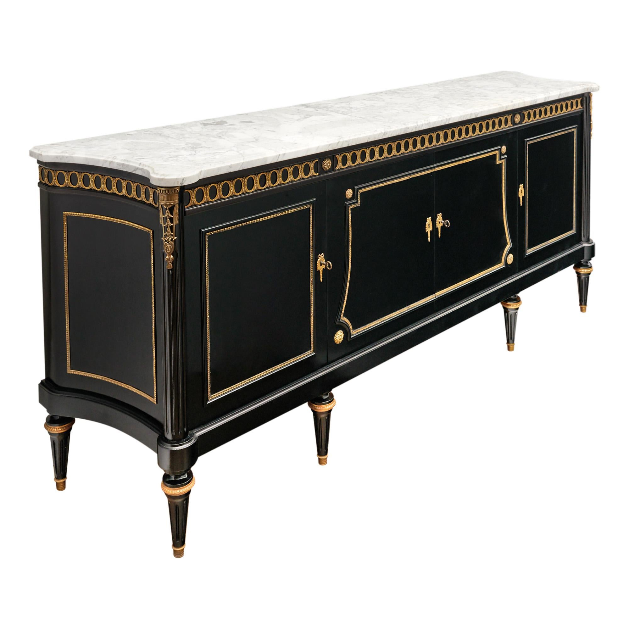 Early 20th Century Ebonized Louis XVI Grande Buffet For Sale