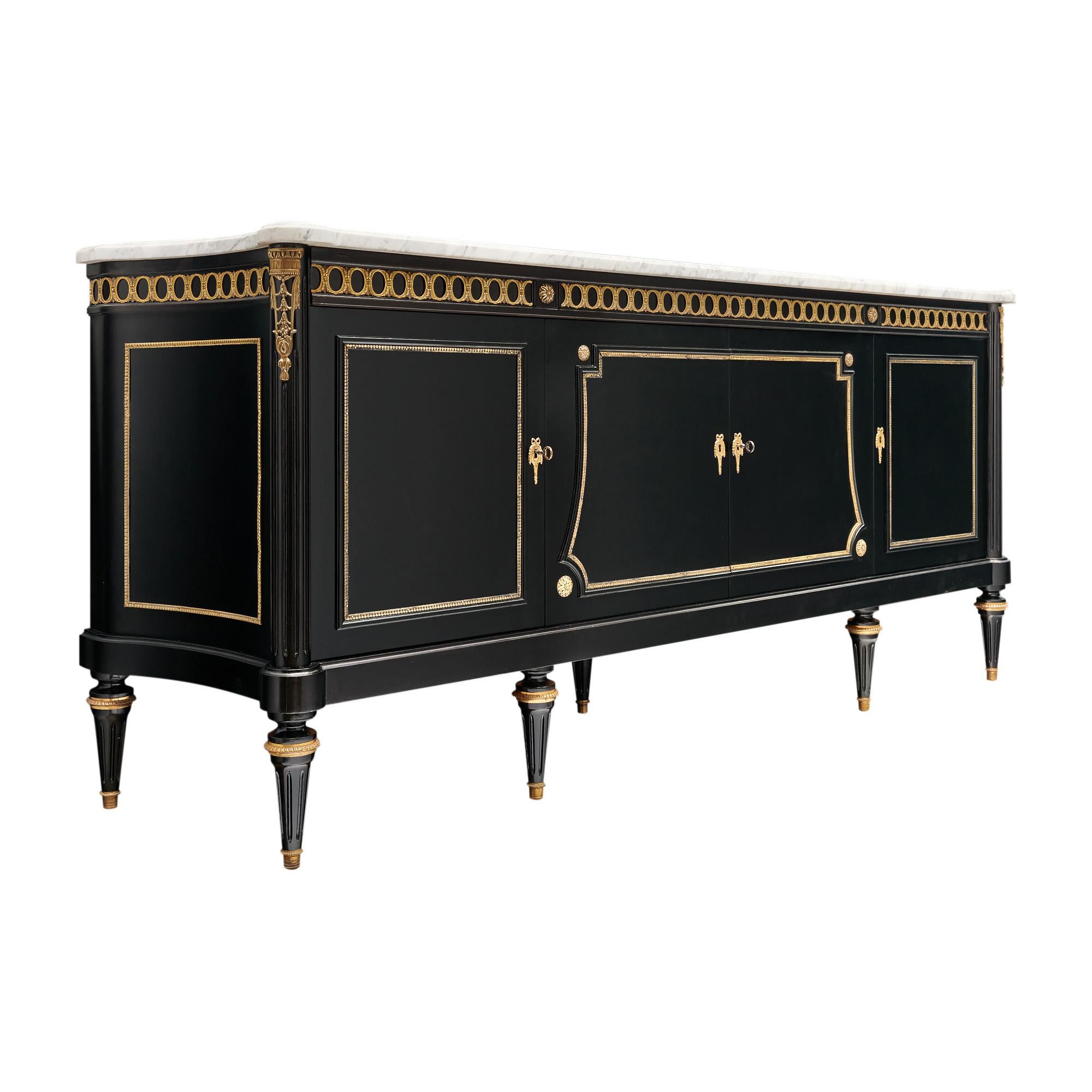Brass Ebonized Louis XVI Grande Buffet For Sale