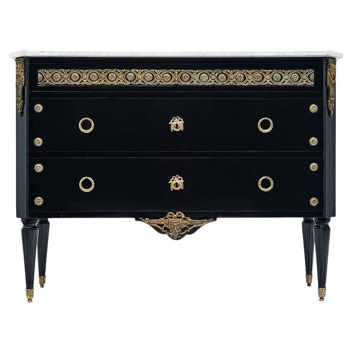 Ebonized Louis XVI Style Chest of Drawers For Sale