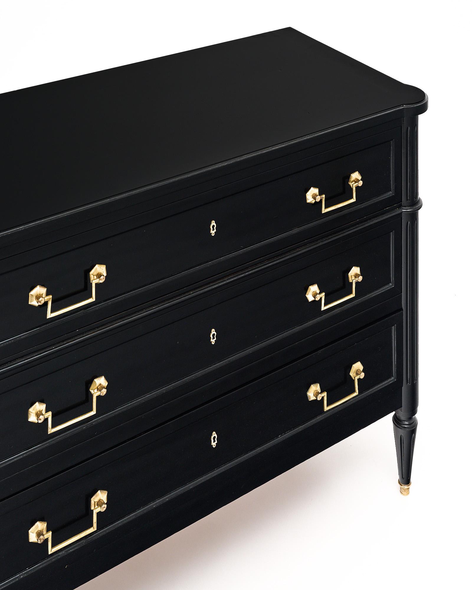 Ebonized Louis XVI Style Petite Chest In Good Condition For Sale In Austin, TX
