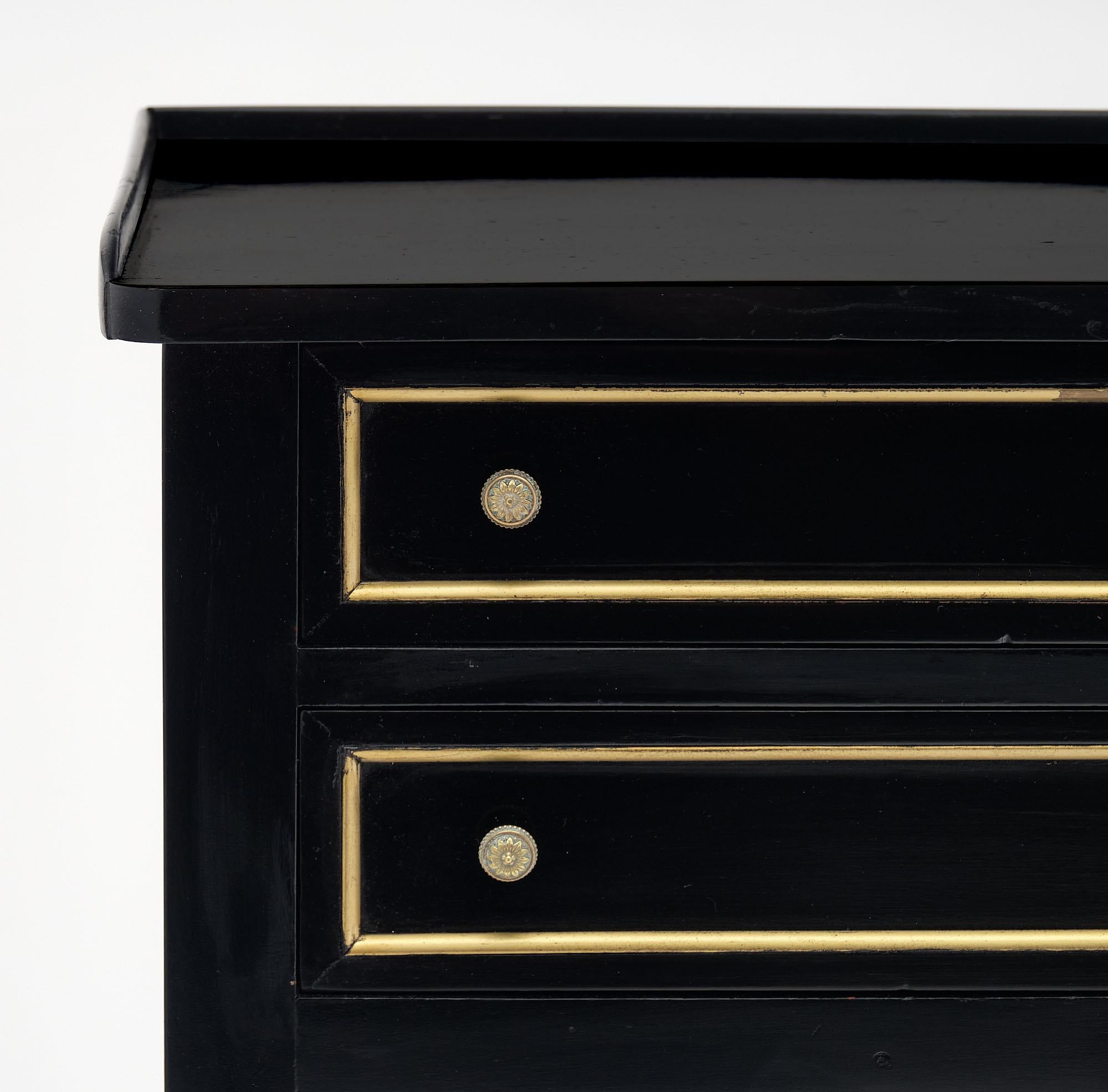 Brass Ebonized Louis XVI Style Side Tables