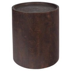 Ebonized Lychee Barrel Side Table