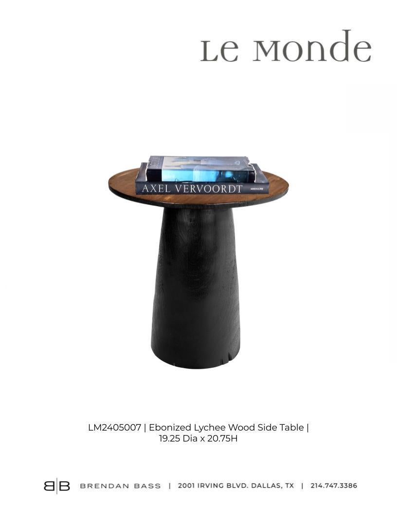 20th Century Ebonized Lychee Tapered Side Table For Sale