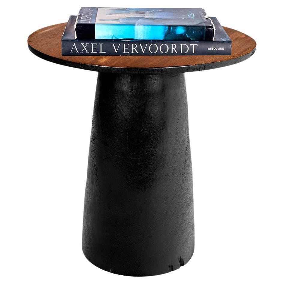 Ebonized Lychee Tapered Side Table For Sale