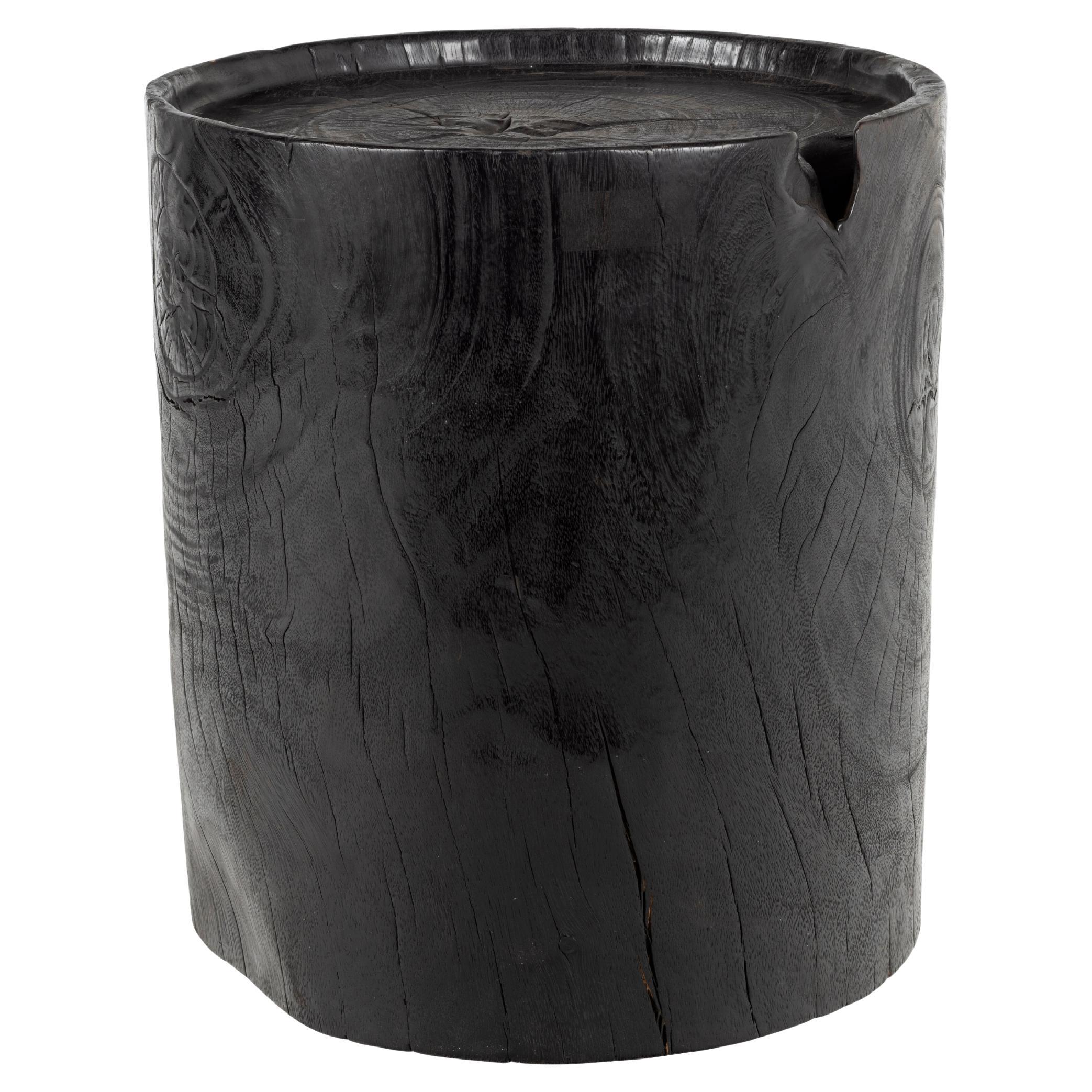 Ebonized Lychee Trunk End Table For Sale