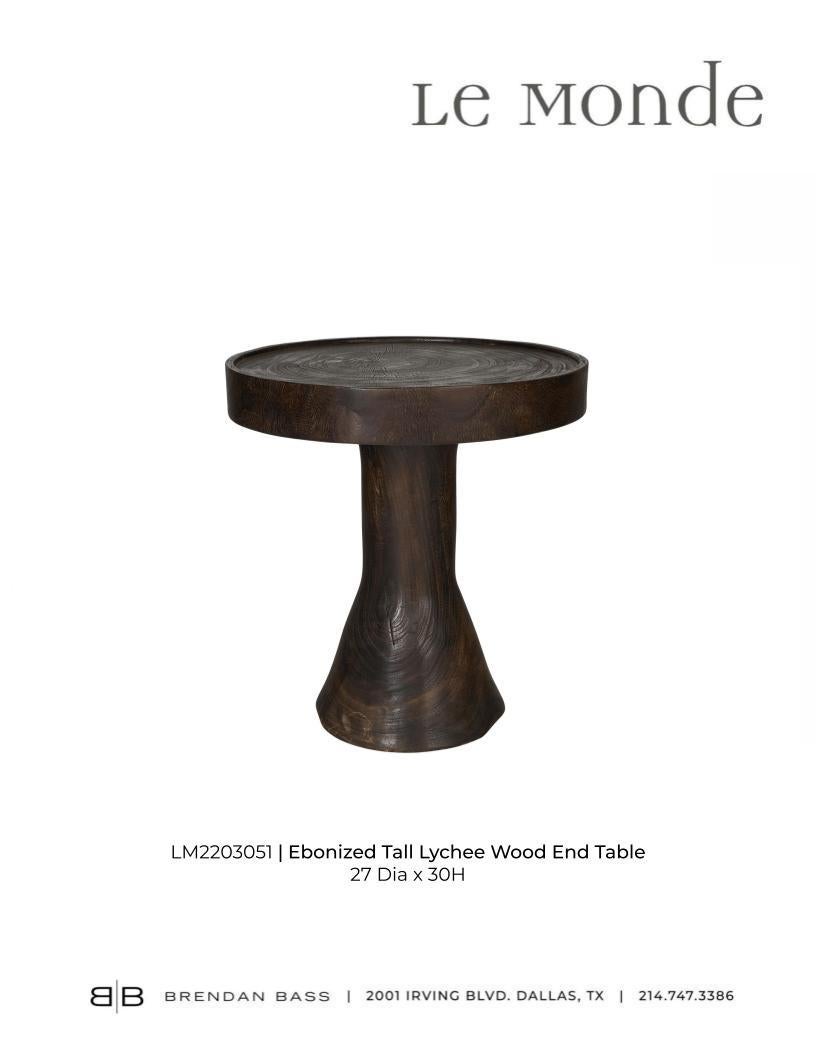 Ebonized Lychee Wood End Table In Good Condition For Sale In Dallas, TX