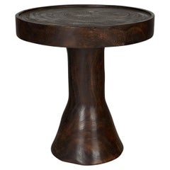 Vintage Ebonized Lychee Wood End Table