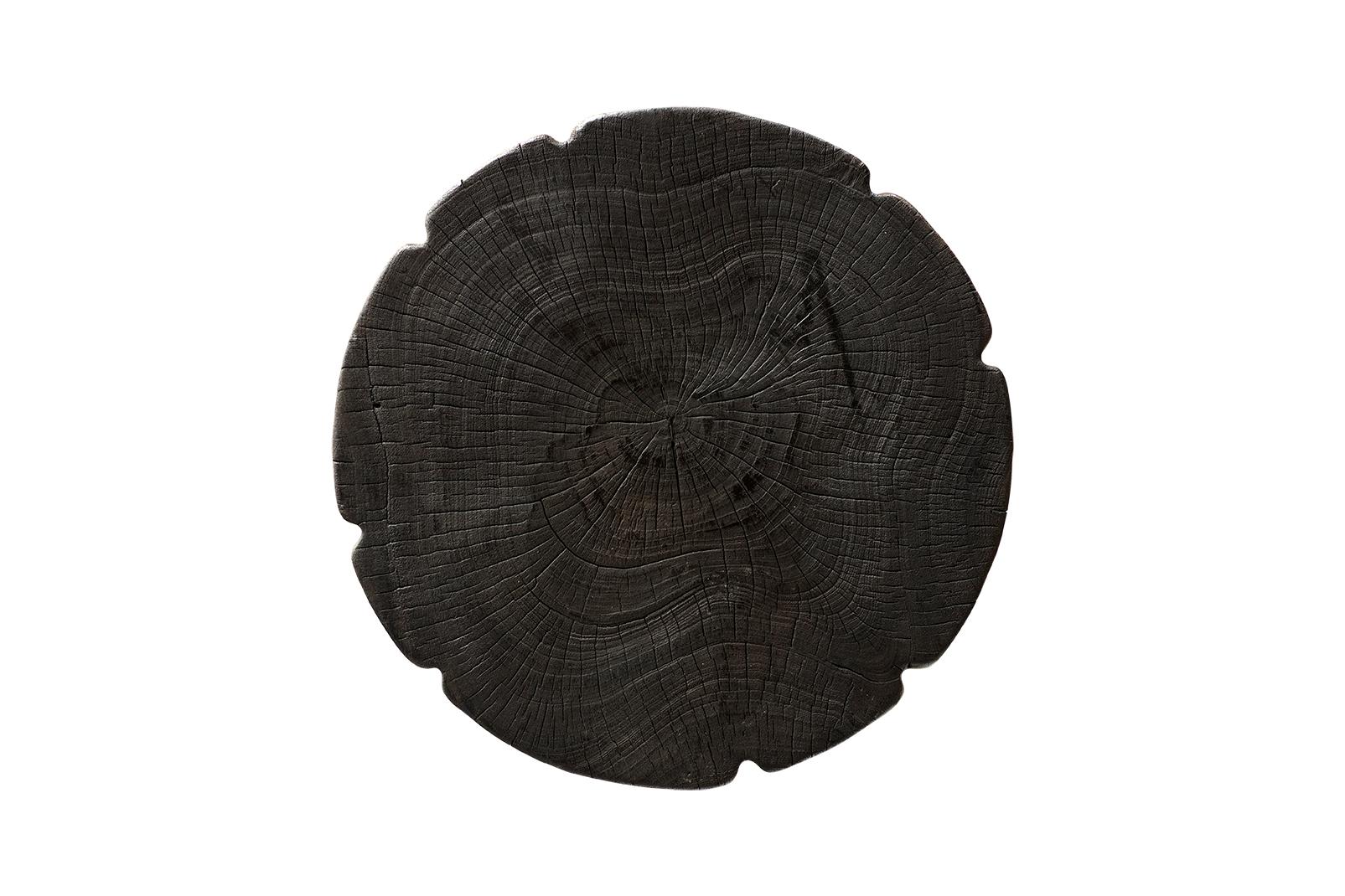 Ebonized Lychee Wood Footed Side Table For Sale 1