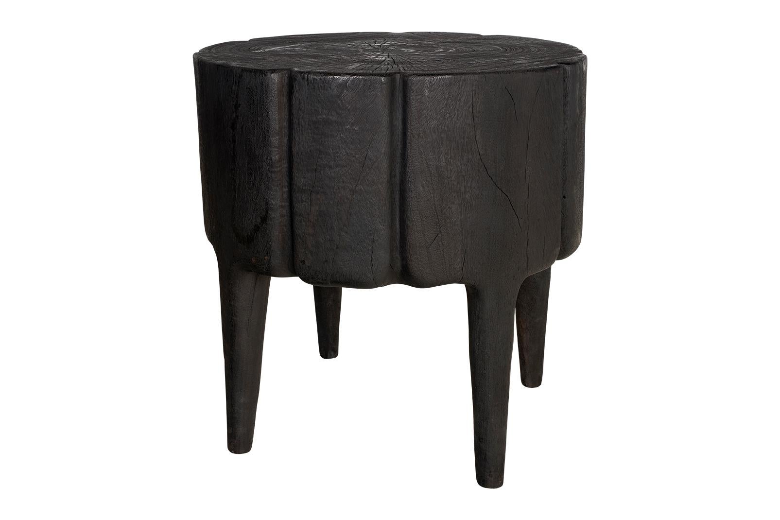 Ebonized Lychee Wood Footed Side Table For Sale 2