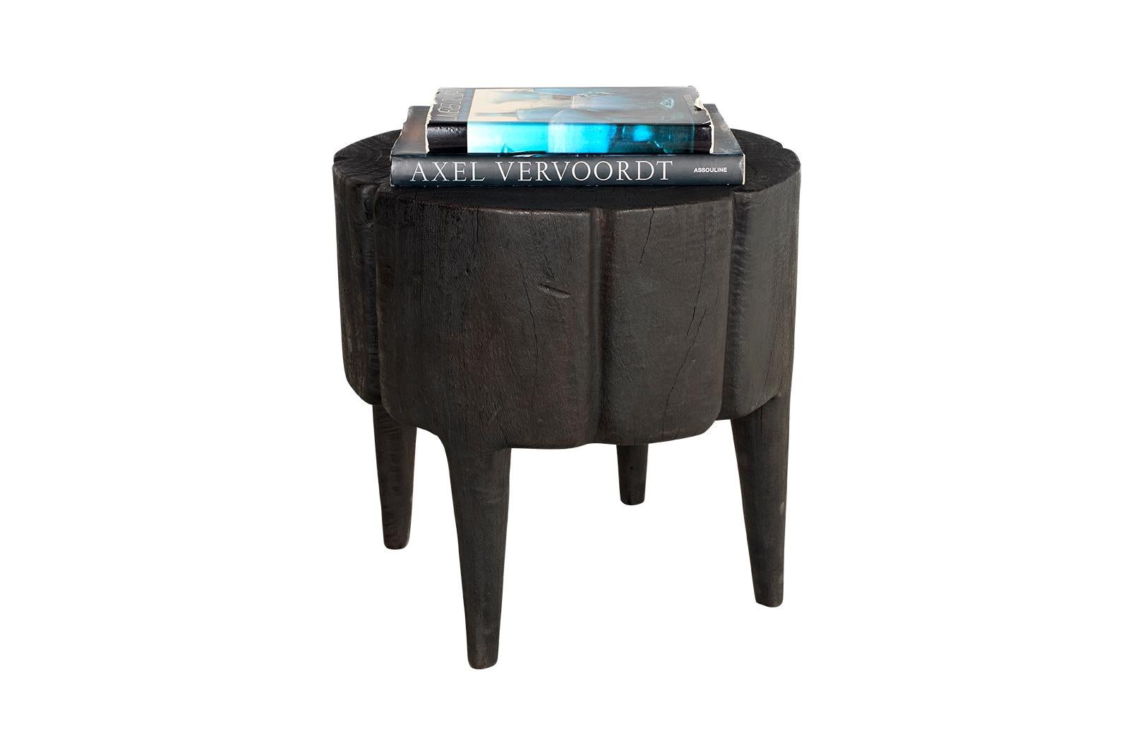 Ebonized Lychee Wood Footed Side Table For Sale 3