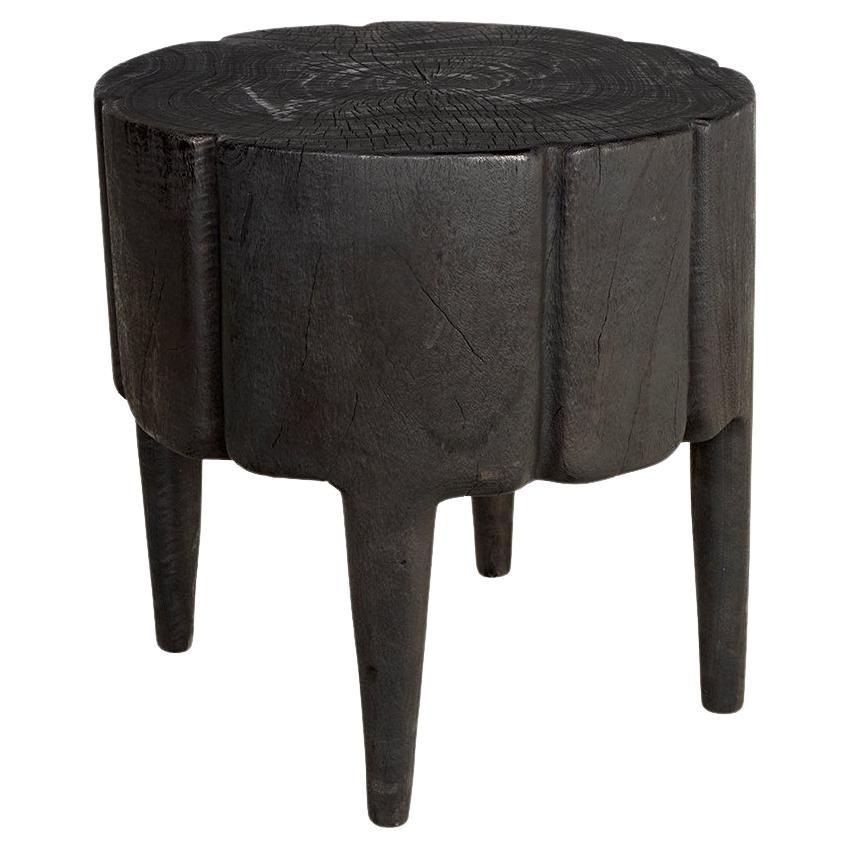 Ebonized Lychee Wood Footed Side Table For Sale