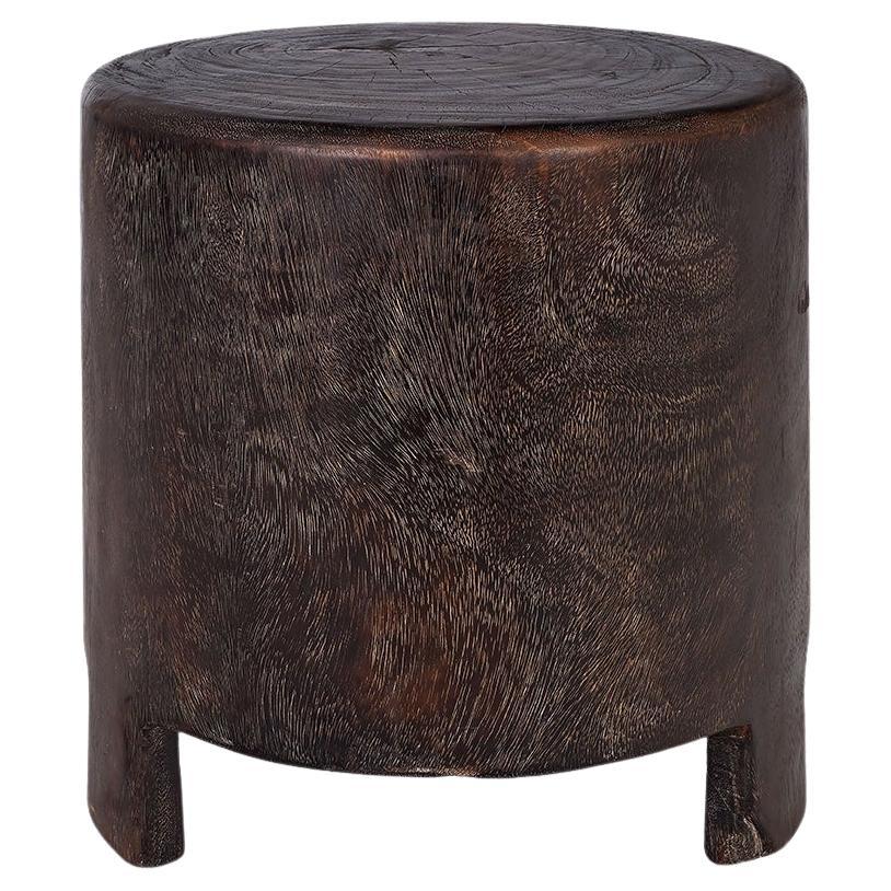 Ebonized Lychee Wood Footed Side Table