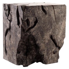 Ebonized Lychee Wood Organic Form Pedestal