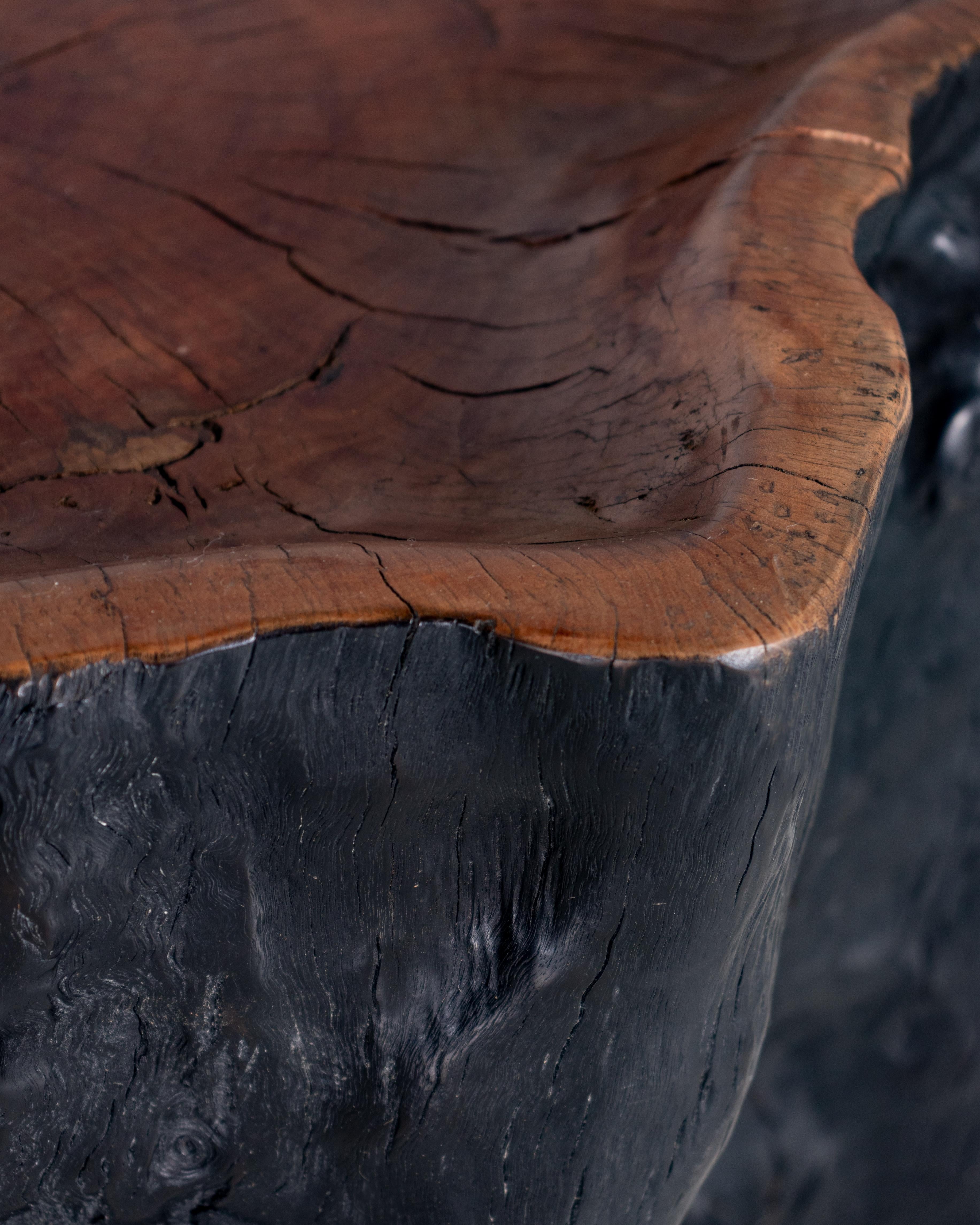 Ebonized Lychee Wood Organic Form Side Table In Good Condition In Dallas, TX