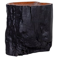 Table d'appoint de forme organique en bois de litchi ébénisé