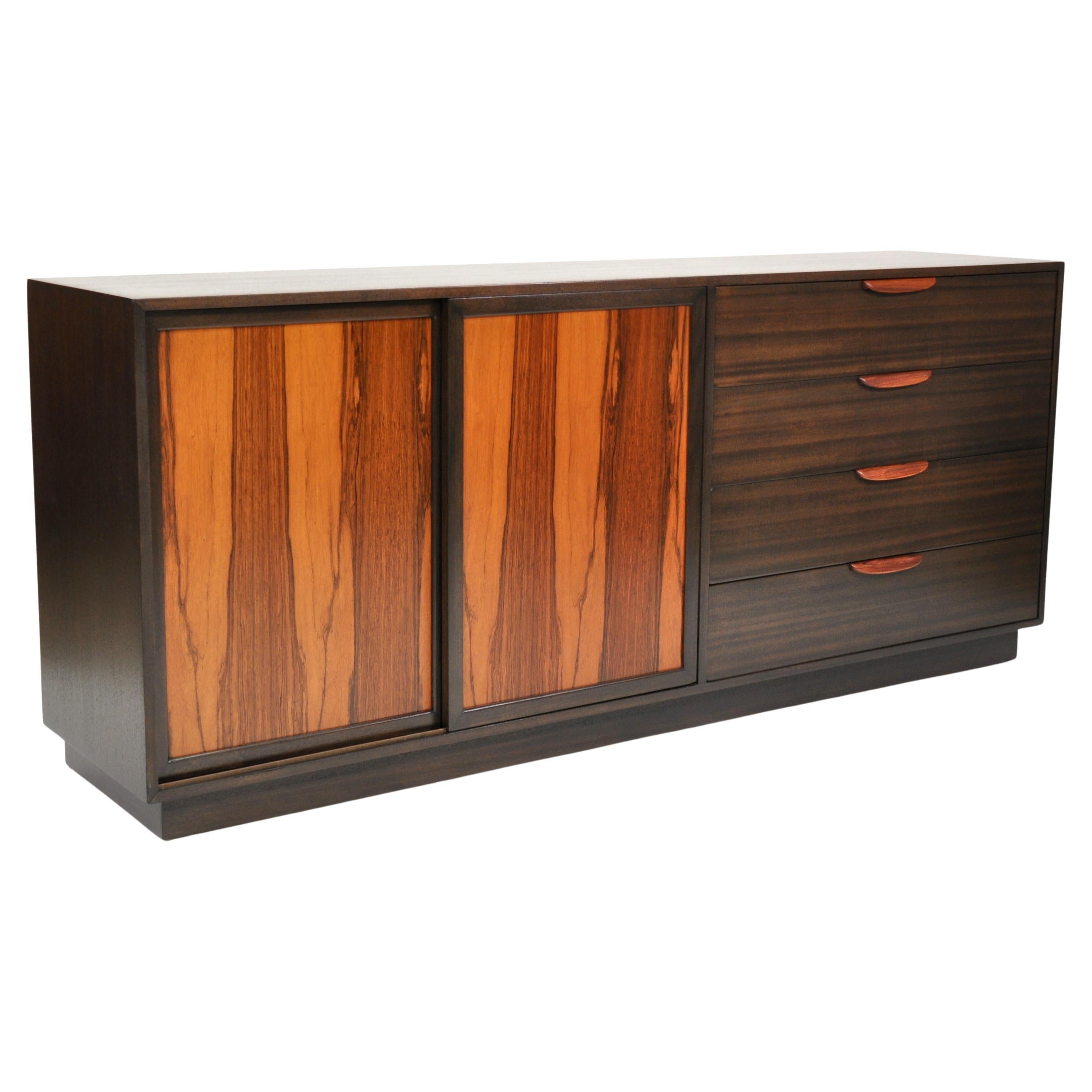 Rosewood and Mahogany Triple Dresser by Harvey Probber For Sale 4