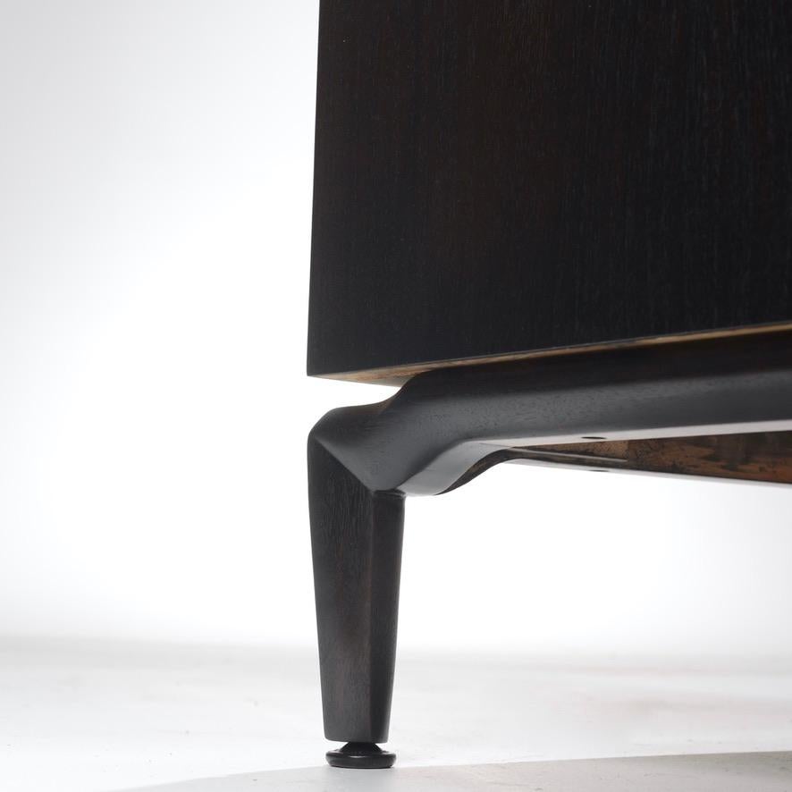 Ebonized Mahogany and Stone Side Cabinet In Excellent Condition For Sale In Los Angeles, CA