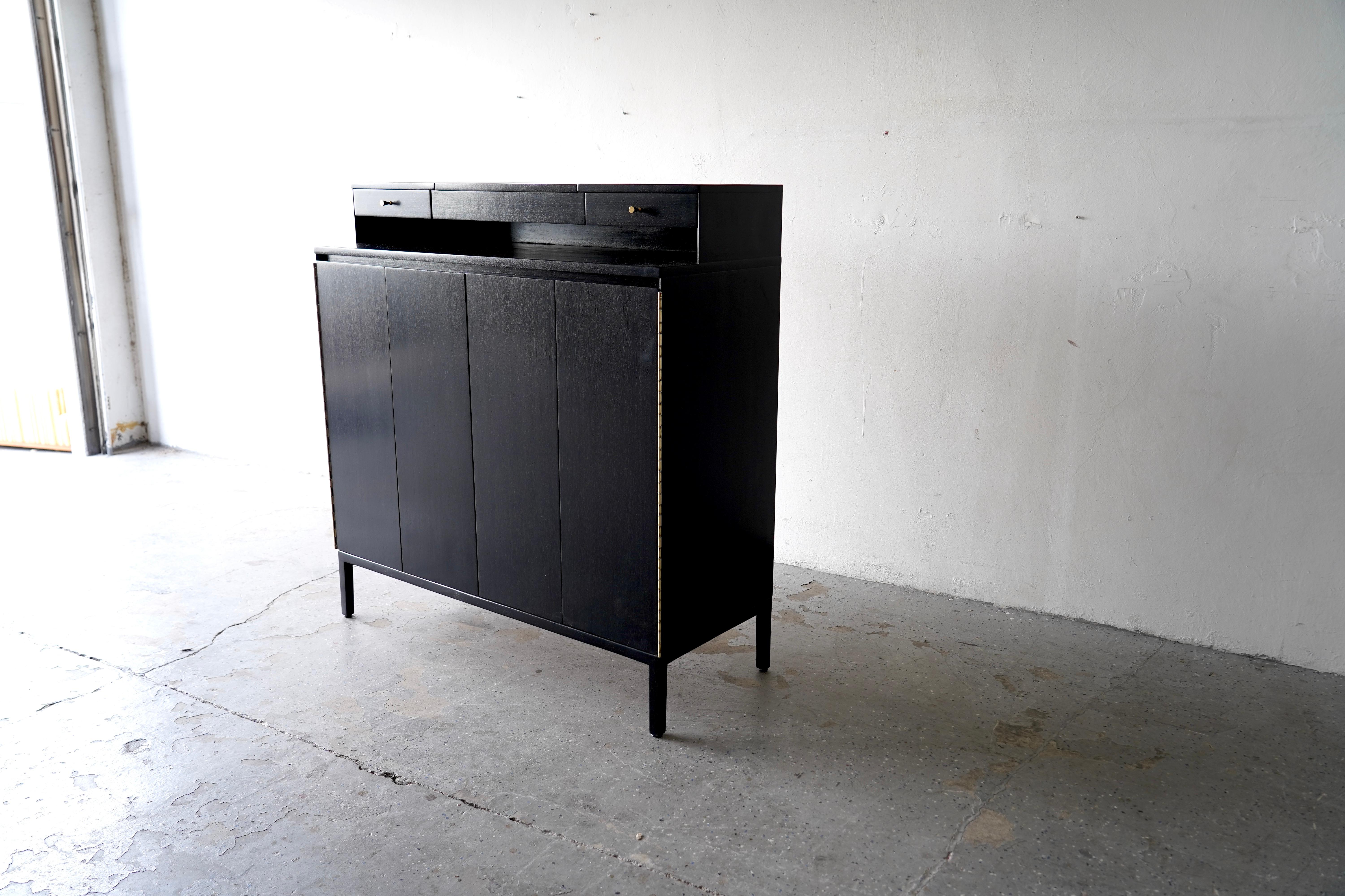 American Ebonized Mahogany Concealed Gentleman’s Chest by Paul McCobb for Calvin