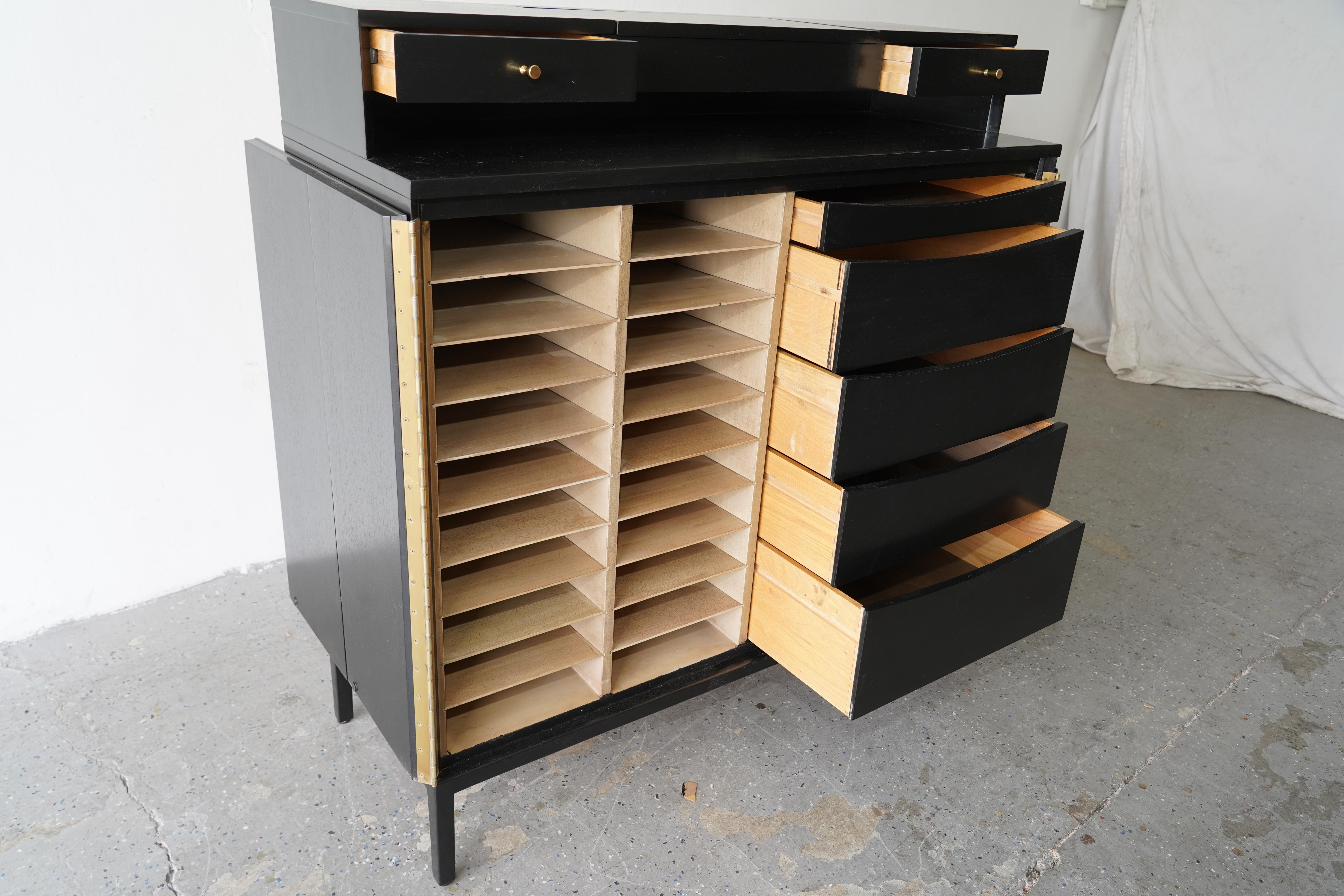Ebonized Mahogany Concealed Gentleman’s Chest by Paul McCobb for Calvin 2