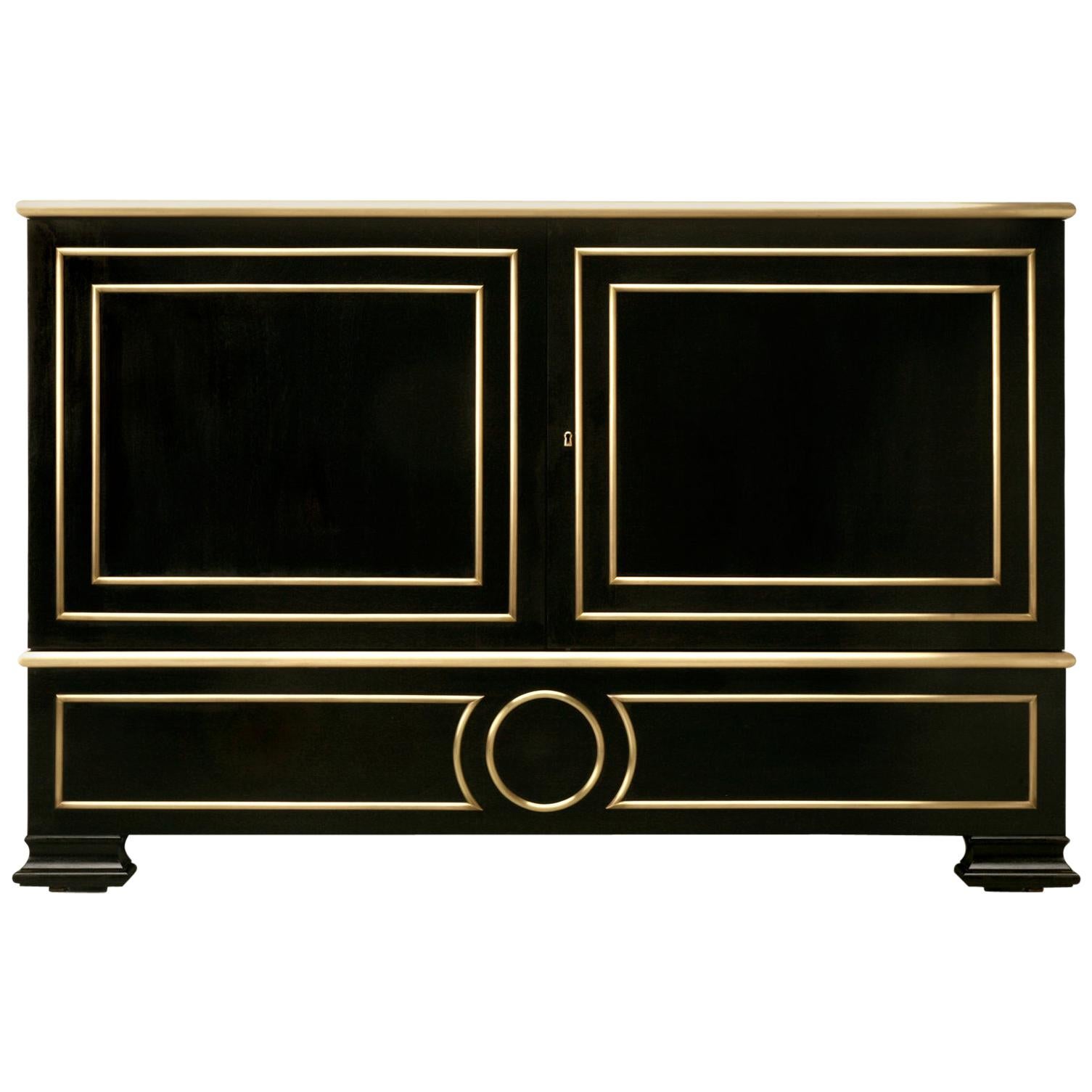 Ebonized Mahogany Directoire Style Buffet with Solid Bronze Trim Any Dimension For Sale