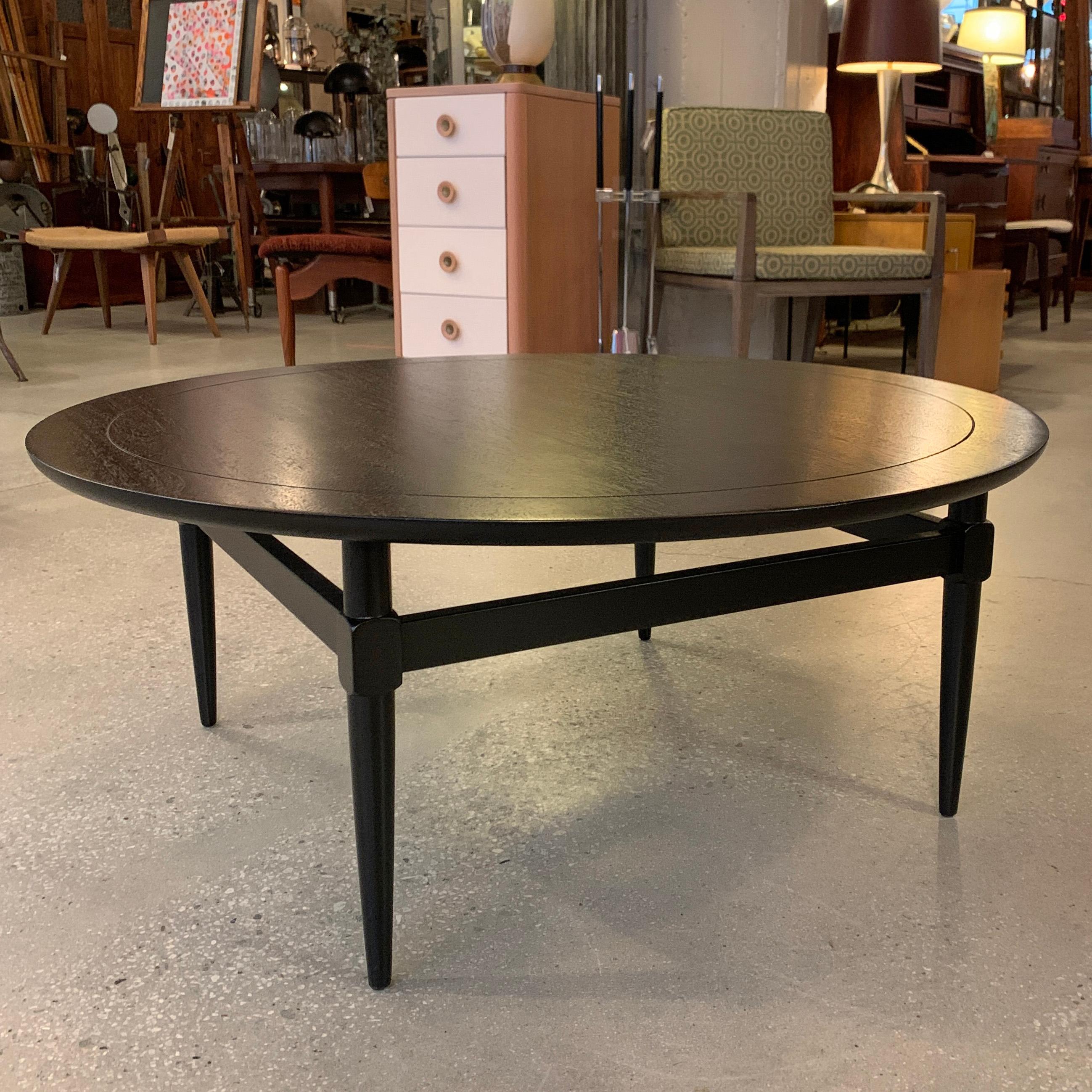 Mid-Century Modern Ebonized Mahogany Round Midcentury Coffee Table