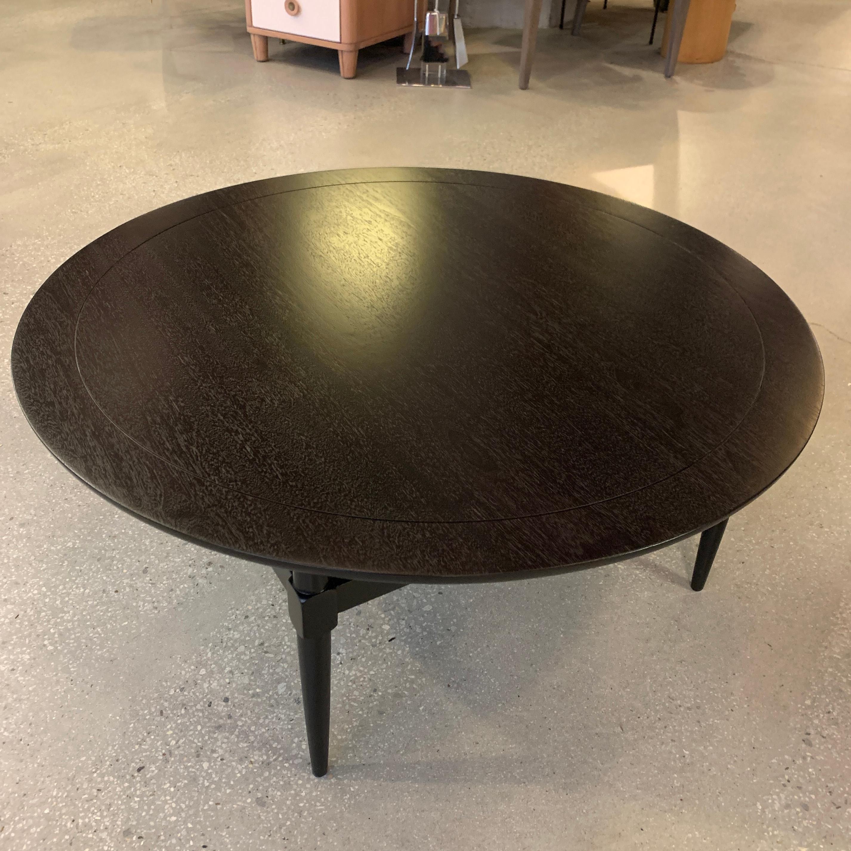 American Ebonized Mahogany Round Midcentury Coffee Table