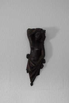 Ebonized Man and Female Wood Sculpture/ Carving with Drapery in Baroque Style