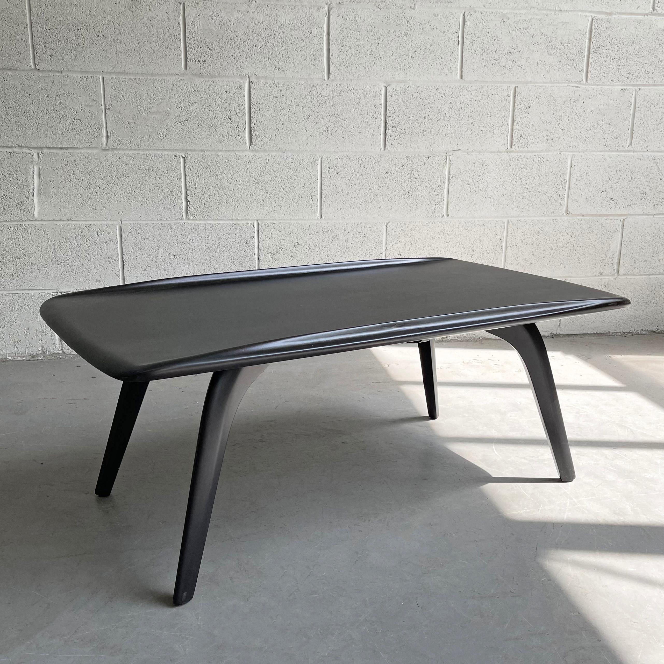 Compact, Mid-Century Modern, solid maple, coffee table features 