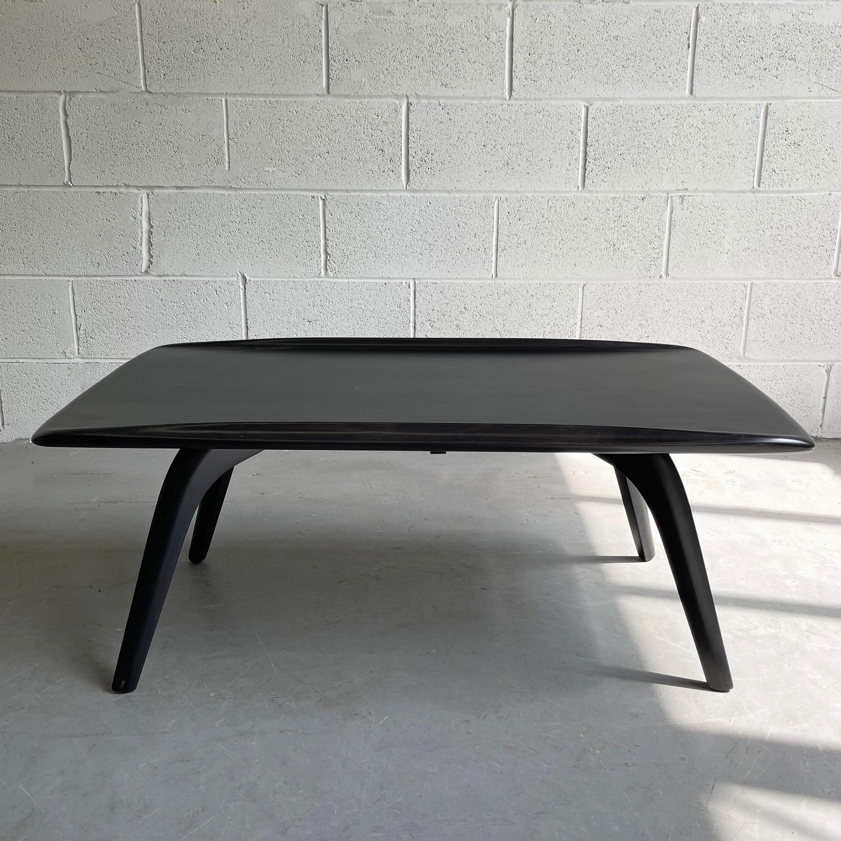 Mid-Century Modern Ebonized Maple Heywood Wakefield Wishbone Coffee Table