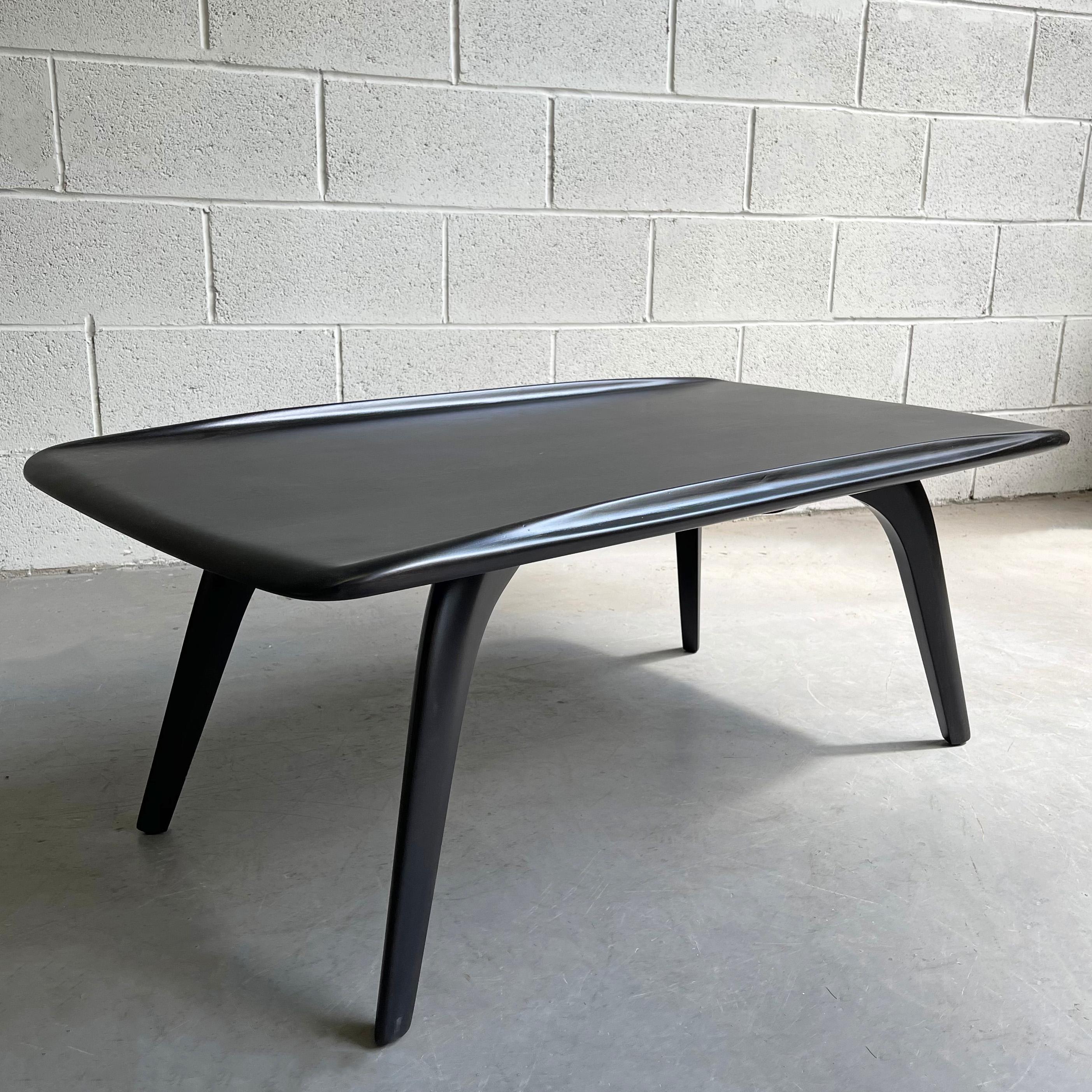 20th Century Ebonized Maple Heywood Wakefield Wishbone Coffee Table