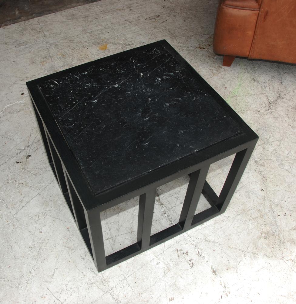 Mission Ebonized Marble Side Table For Sale