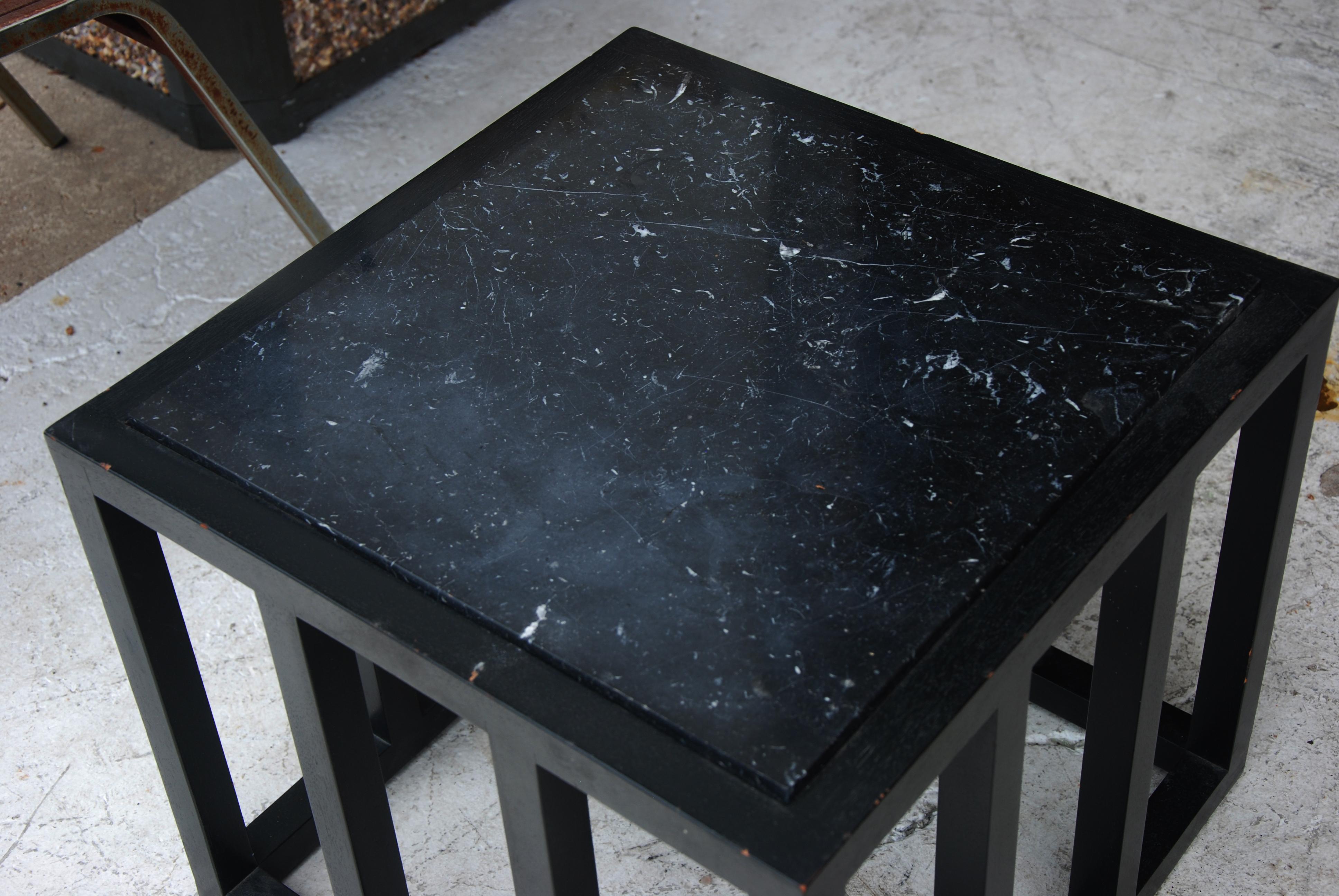 Ebonized Marble Side Table For Sale 1